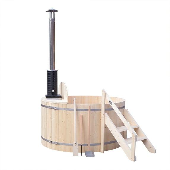 ALEKO Wood-Fired Hot Tub and Ice Bath with Internal Stove – 4-5 Person – Pine