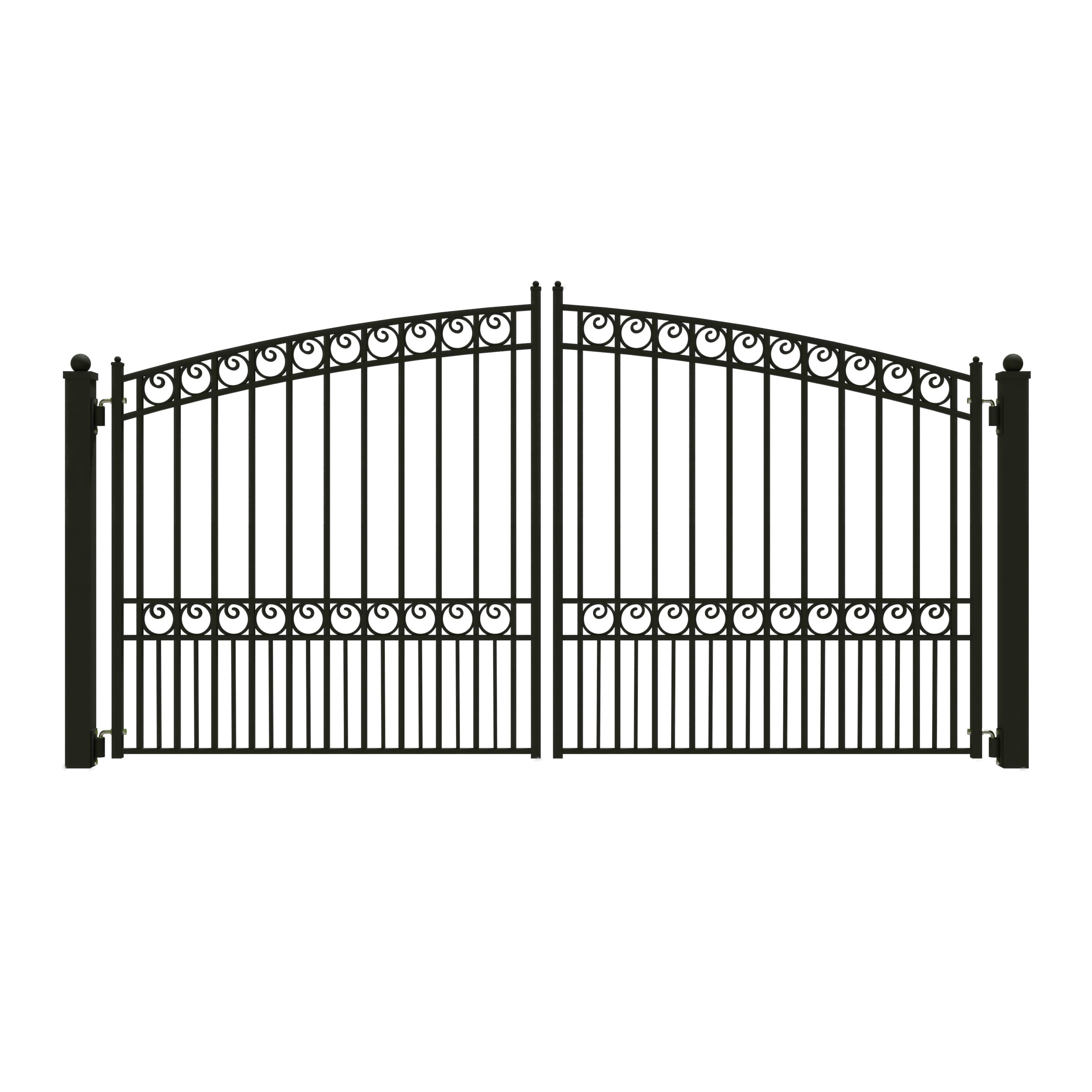 Paris Style Black Steel Dual Driveway Gate 12 ft x 6 ft