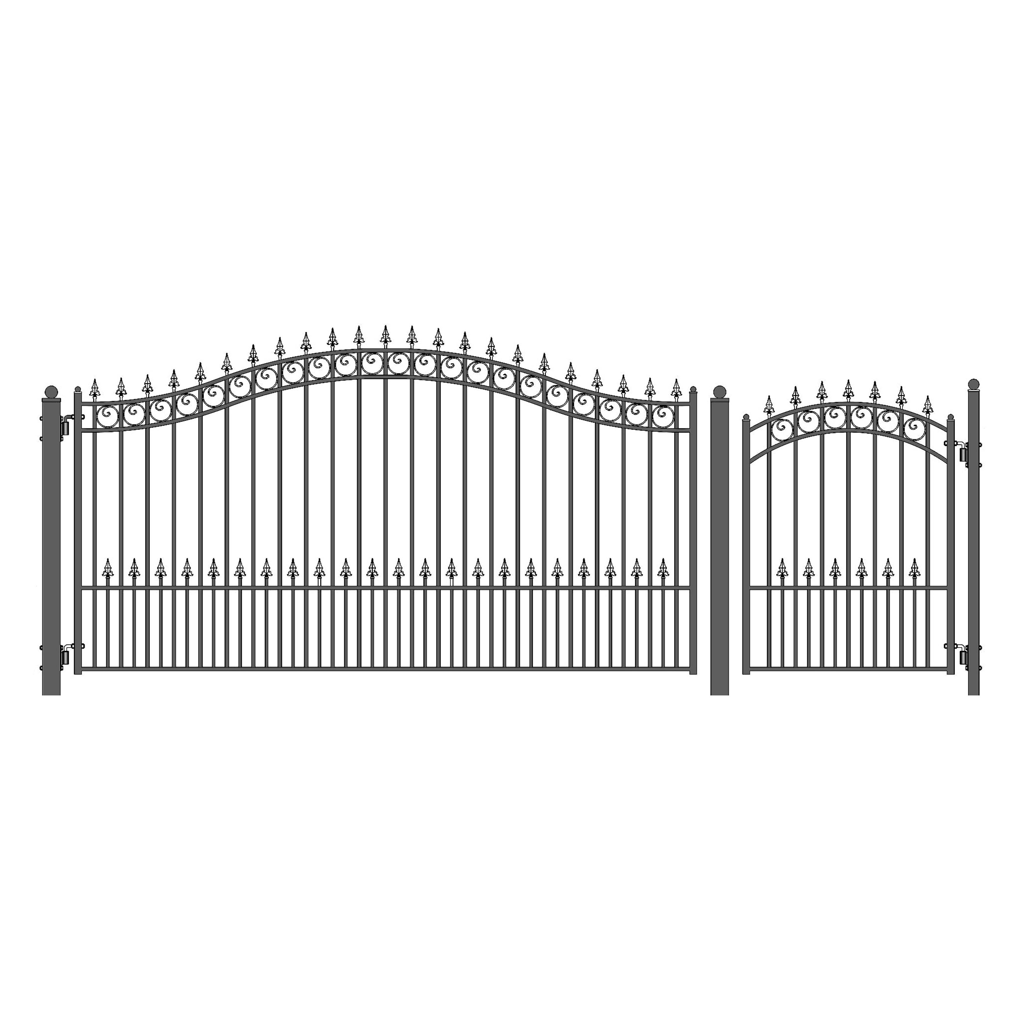 ALEKO Prague Style Garden Steel Single Driveway Gate 14 ft with Pedestrian Gate