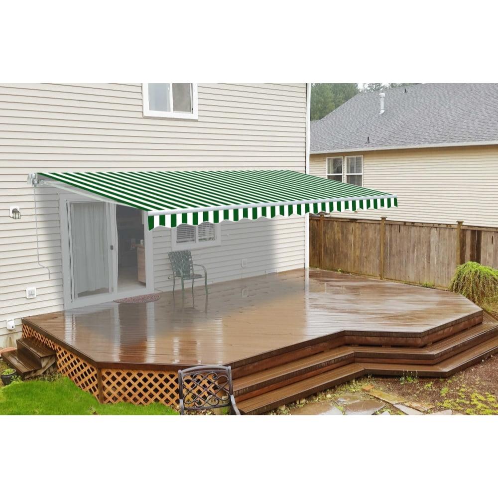 Motorized Retractable White Frame Patio Awning