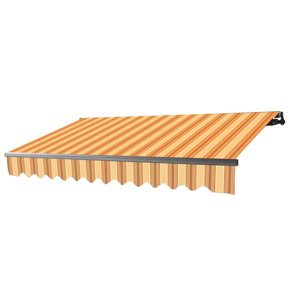 ALEKO Retractable Motorized Multi Striped Yellow 13 x 10 ft Patio Awning  Black Frame