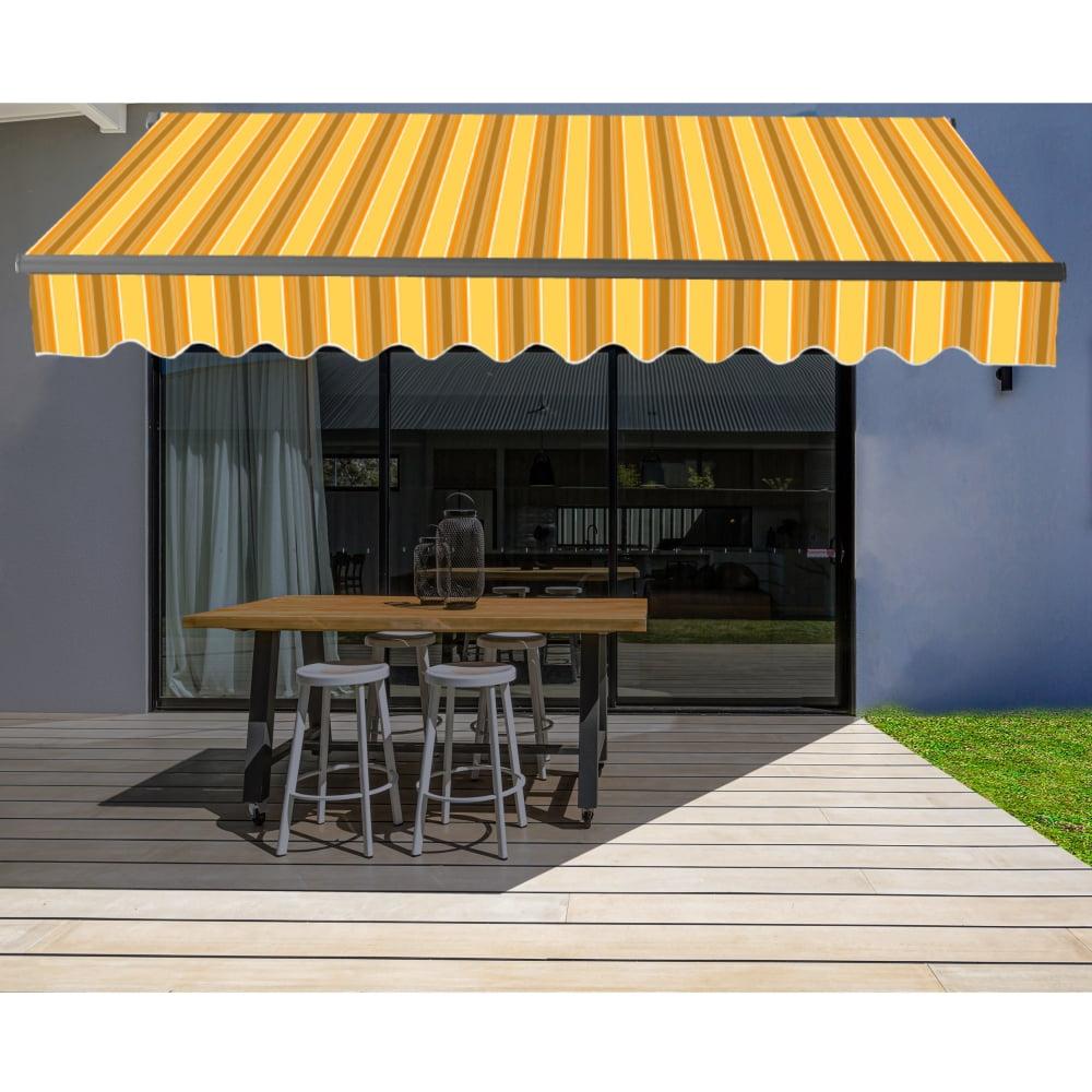 ALEKO ABM13X10MSTY315 Black Frame Motorized Retractable Home Patio Canopy Awning 13'x10' Multi Yellow