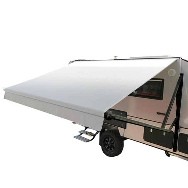ALEKO Retractable RV Awning 16 X 8 ft Camping Waterproof Vinyl Canopy Gray