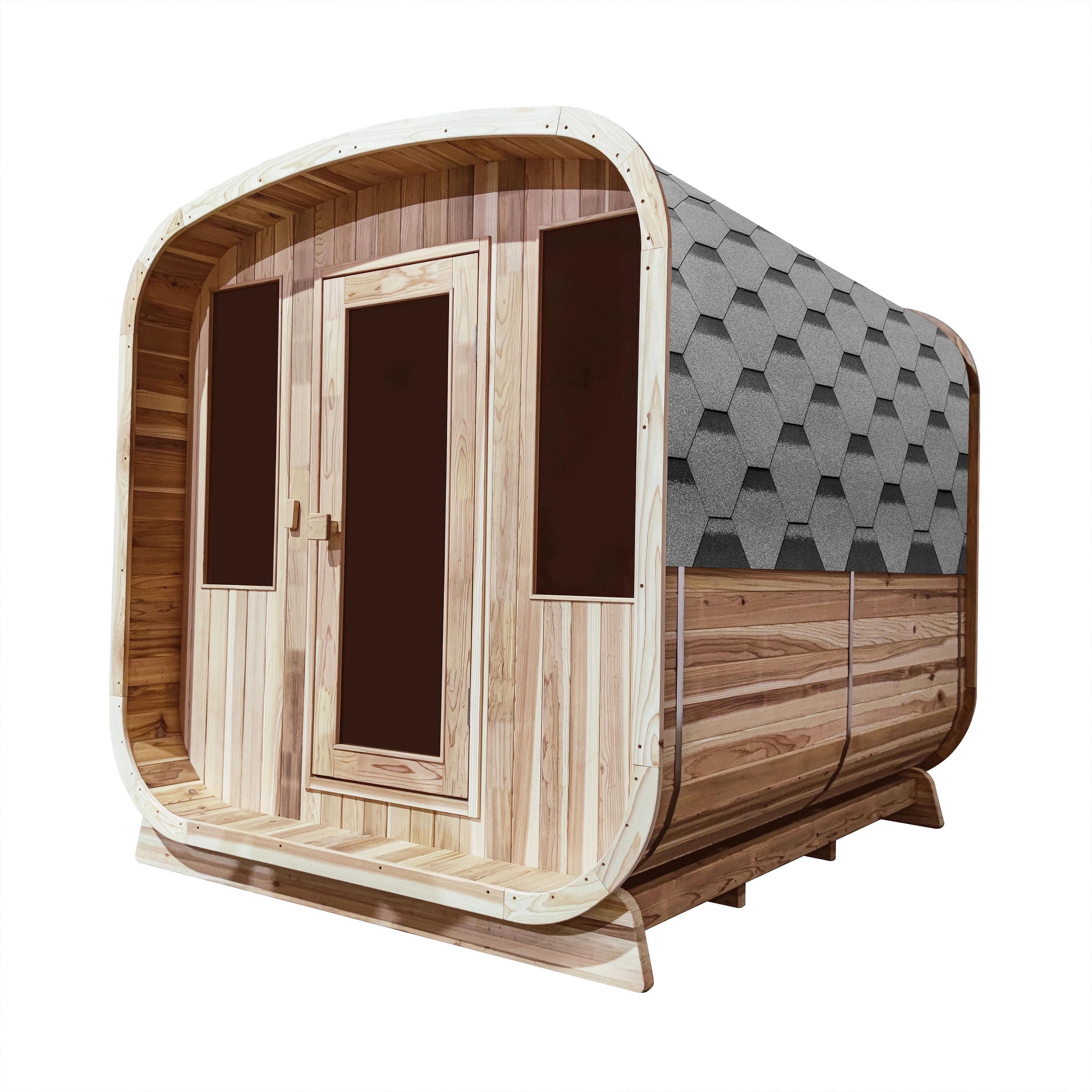 Rustic Cedar 6-Person Outdoor Sauna with Electric Heater