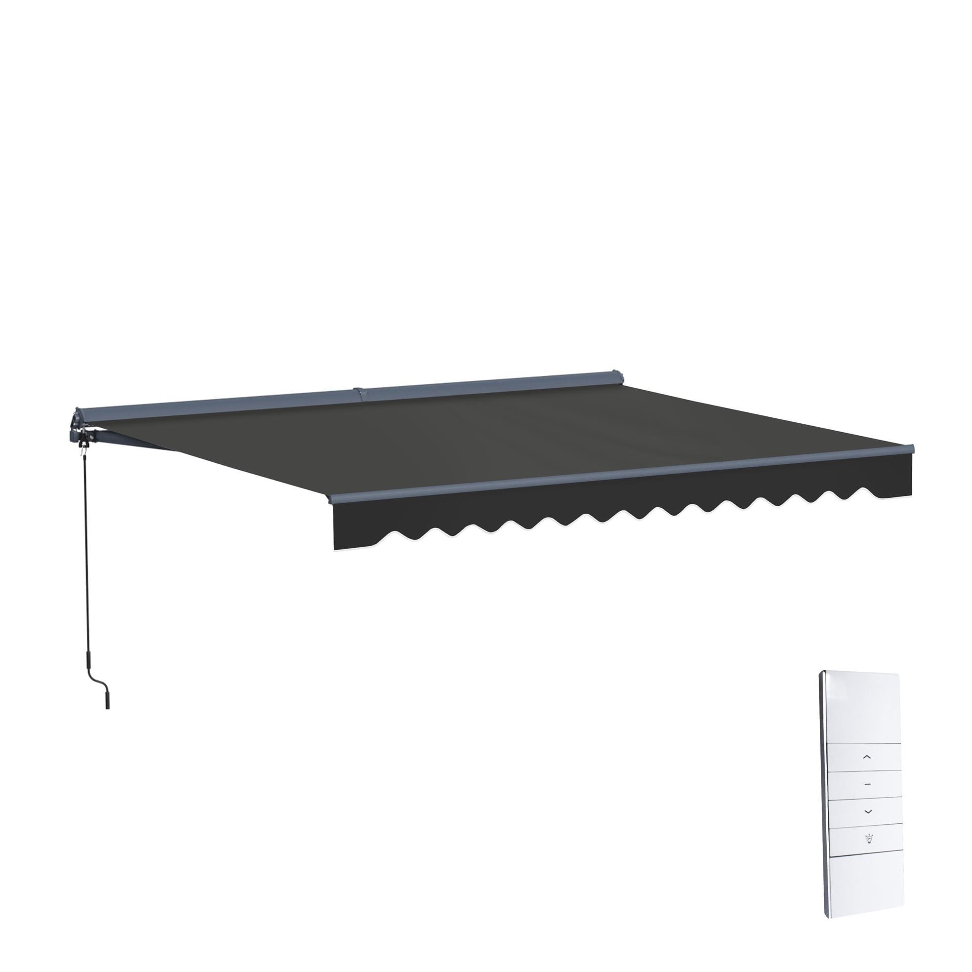 Semi-Cassette Patio Awning with LED Lights - Moroccan Collection