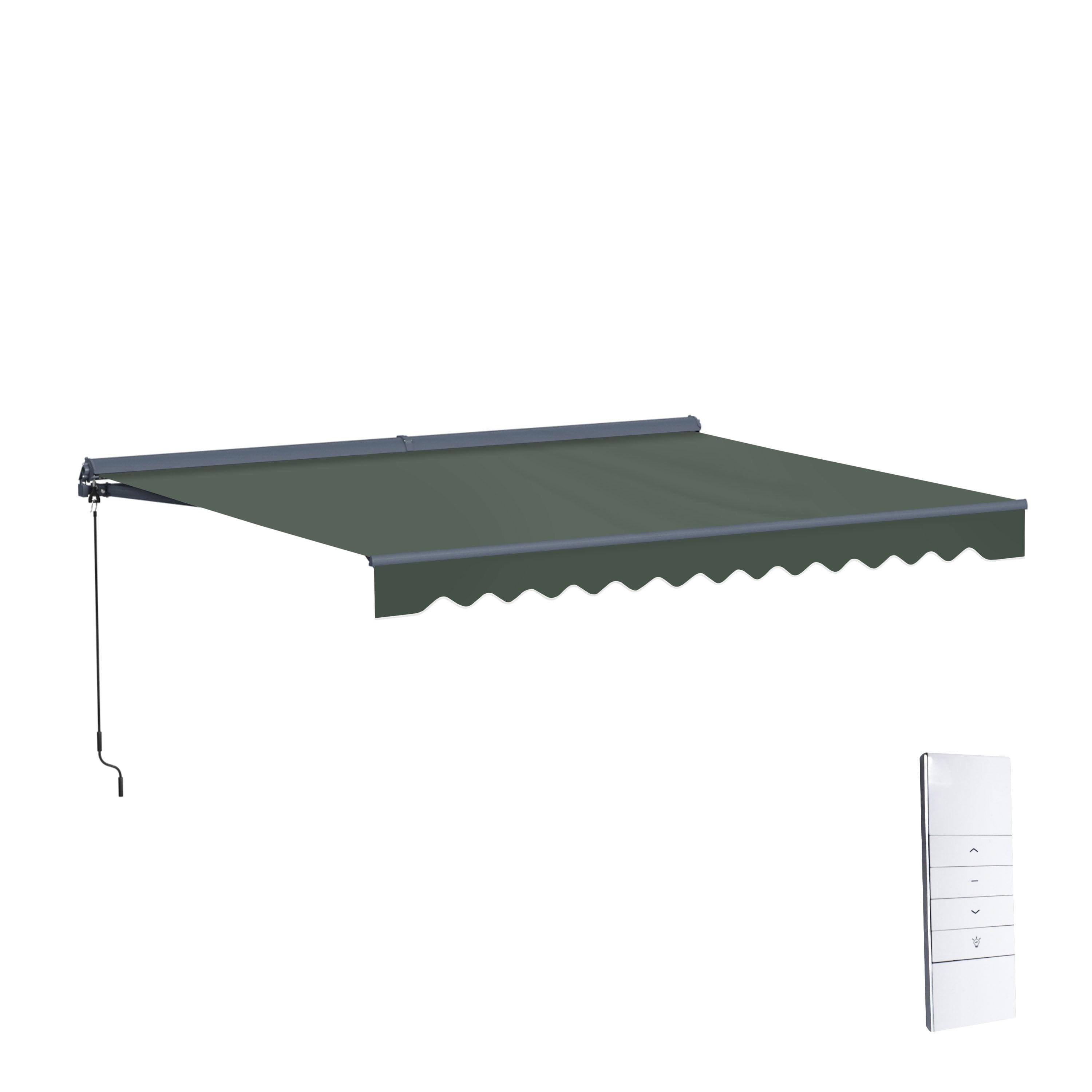 Semi-Cassette Motorized Patio Awning with LED Lights - Moroccan Collection