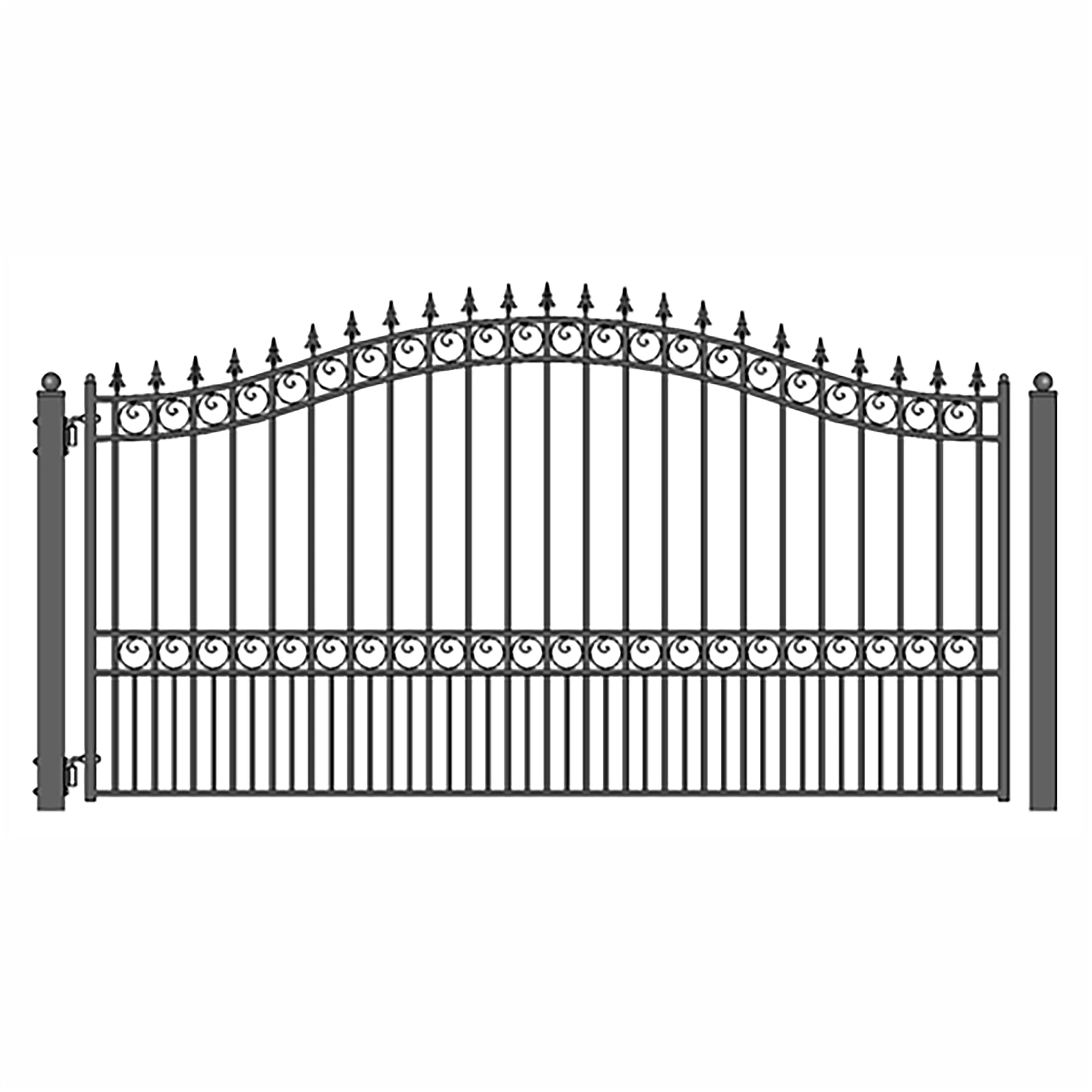 ALEKO Single Swing 16 x 6 feet Black Steel Driveway Gates London Style