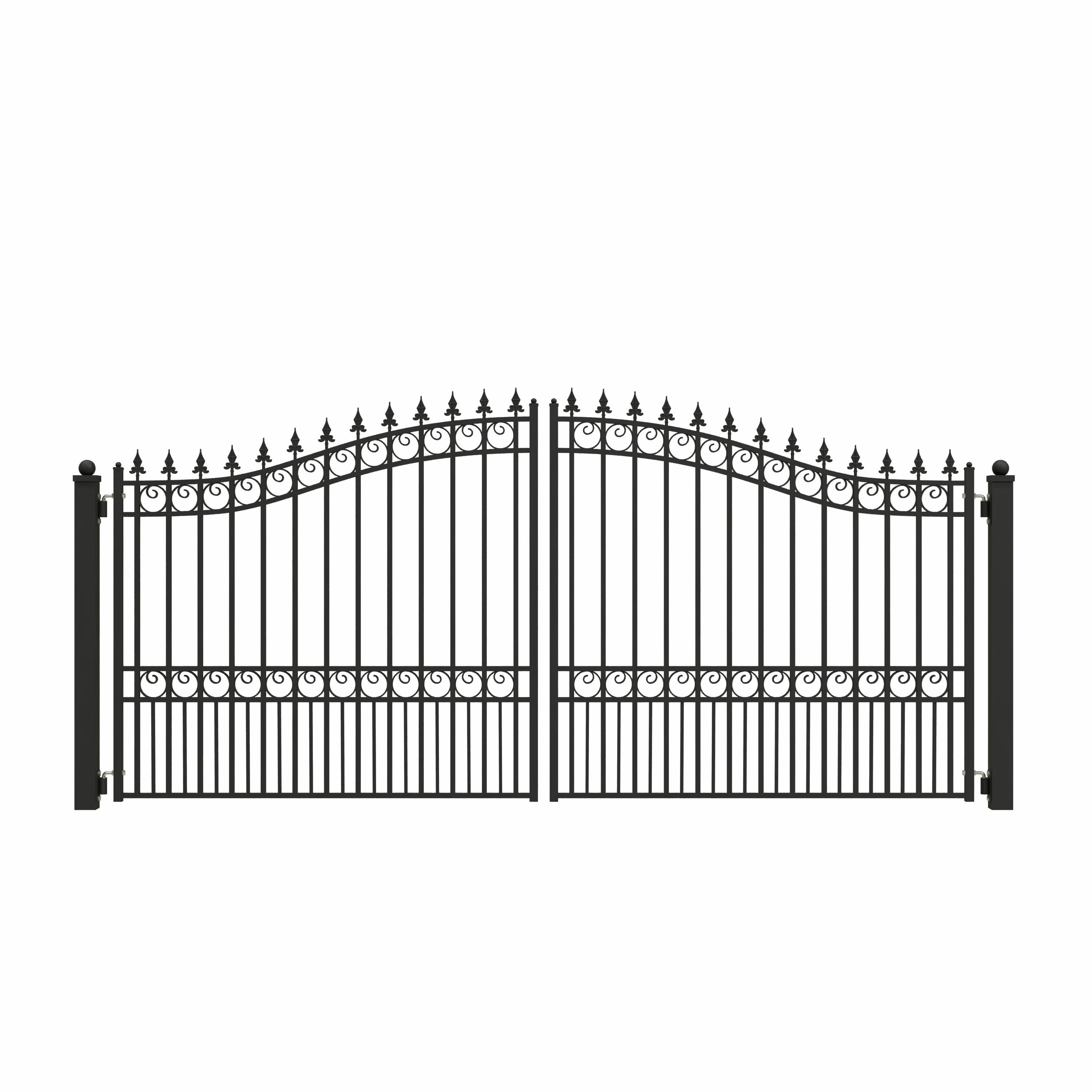 London Style Black Steel Dual Swing Driveway Gate 14 x 6 Feet