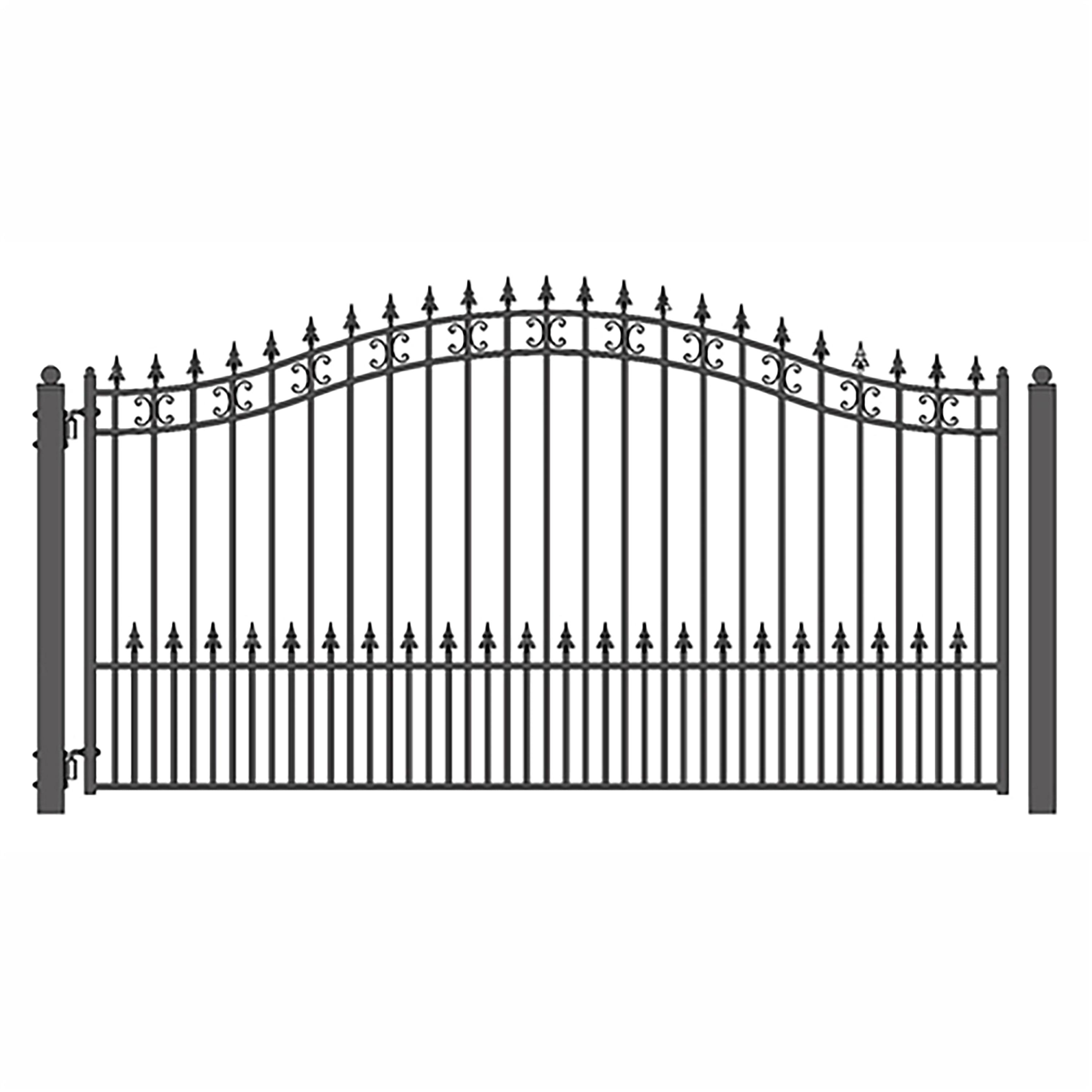 ALEKO Steel Swing Driveway Gate - St. Louis Style - 16 x 6 ft