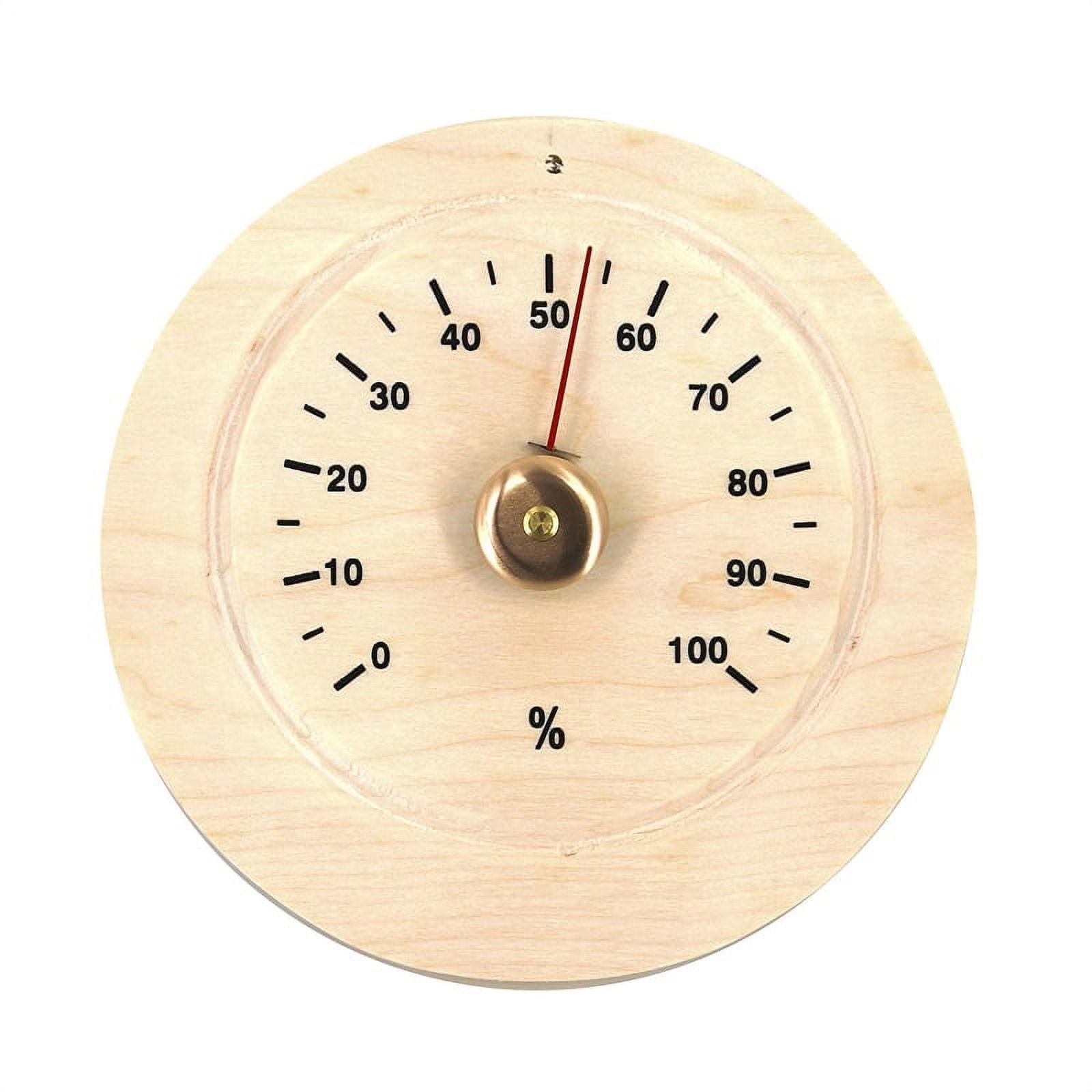 Handcrafted Pine Wood Sauna Hygrometer with Brass Accents