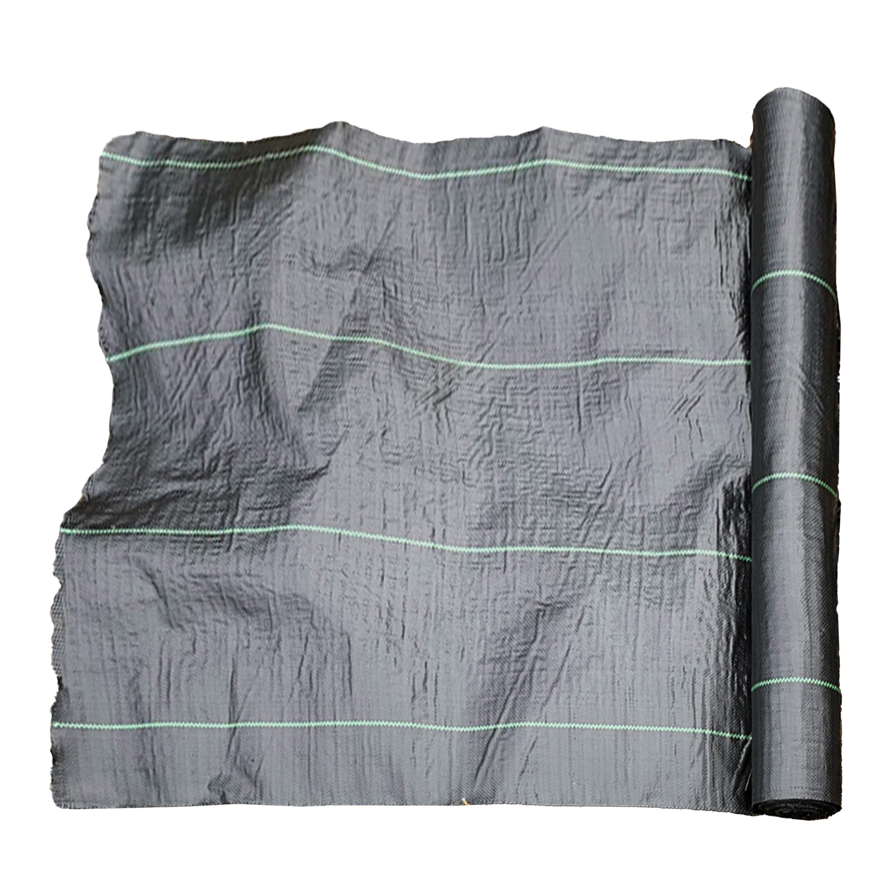 Heavy-Duty Black and Green Woven Weed Barrier Fabric, 3 x 100 ft