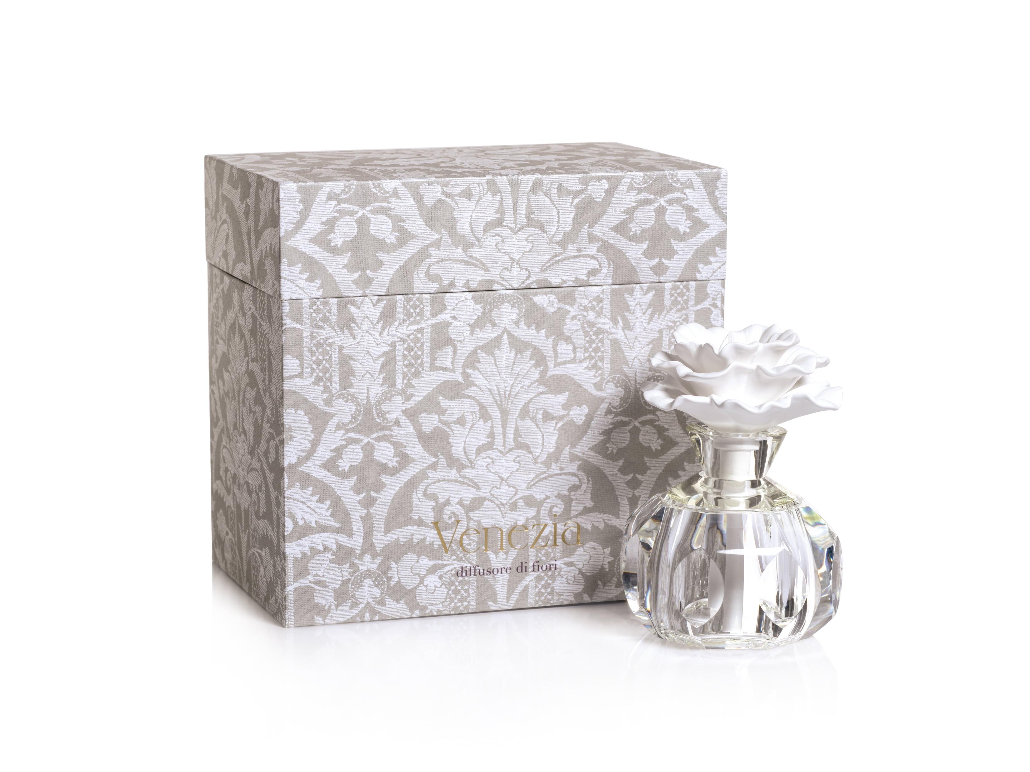 Elegant Crystal and White Porcelain Flower Diffuser