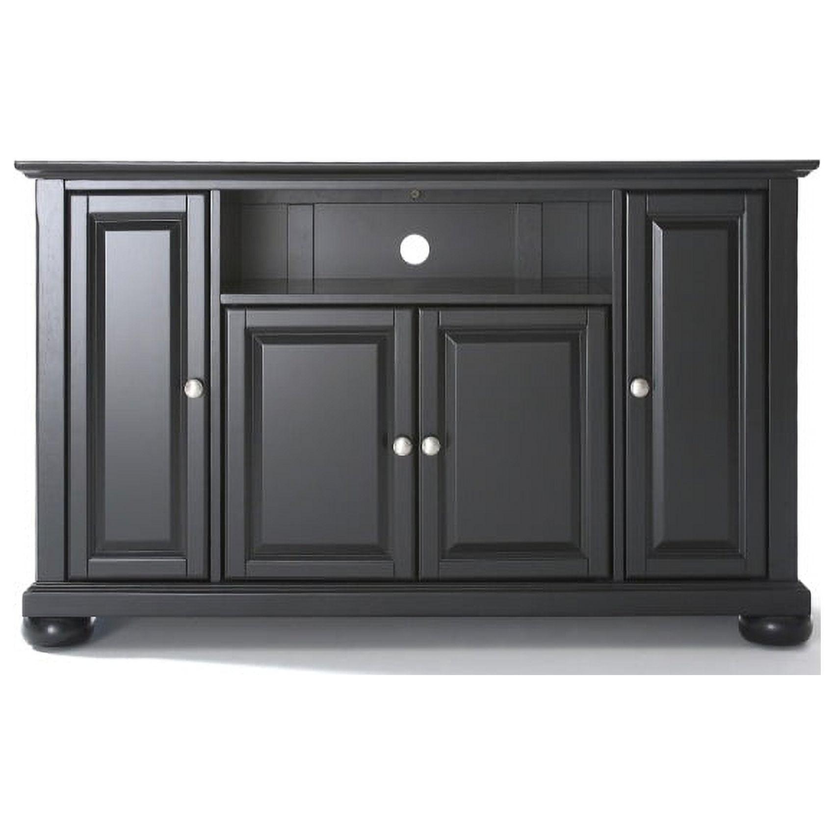 Alexandria Black Wood TV Stand with Cabinets