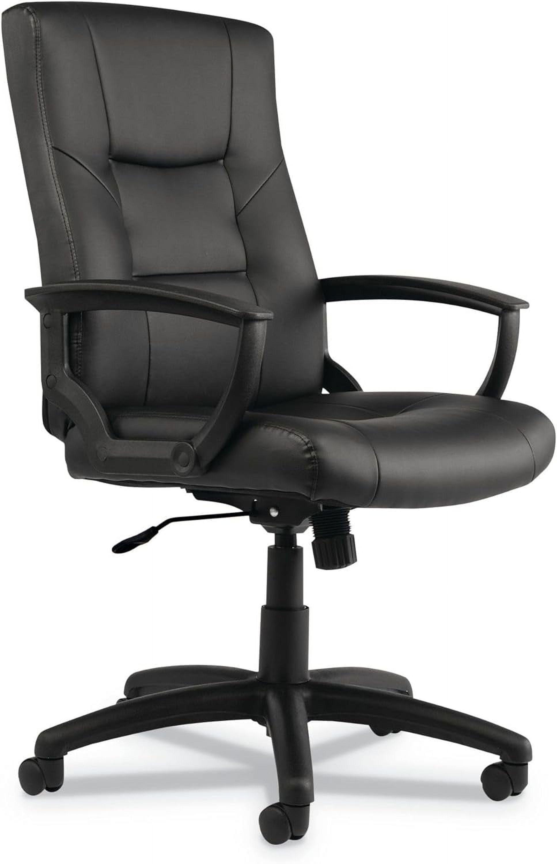 Black High-Back Leather Swivel Office Chair