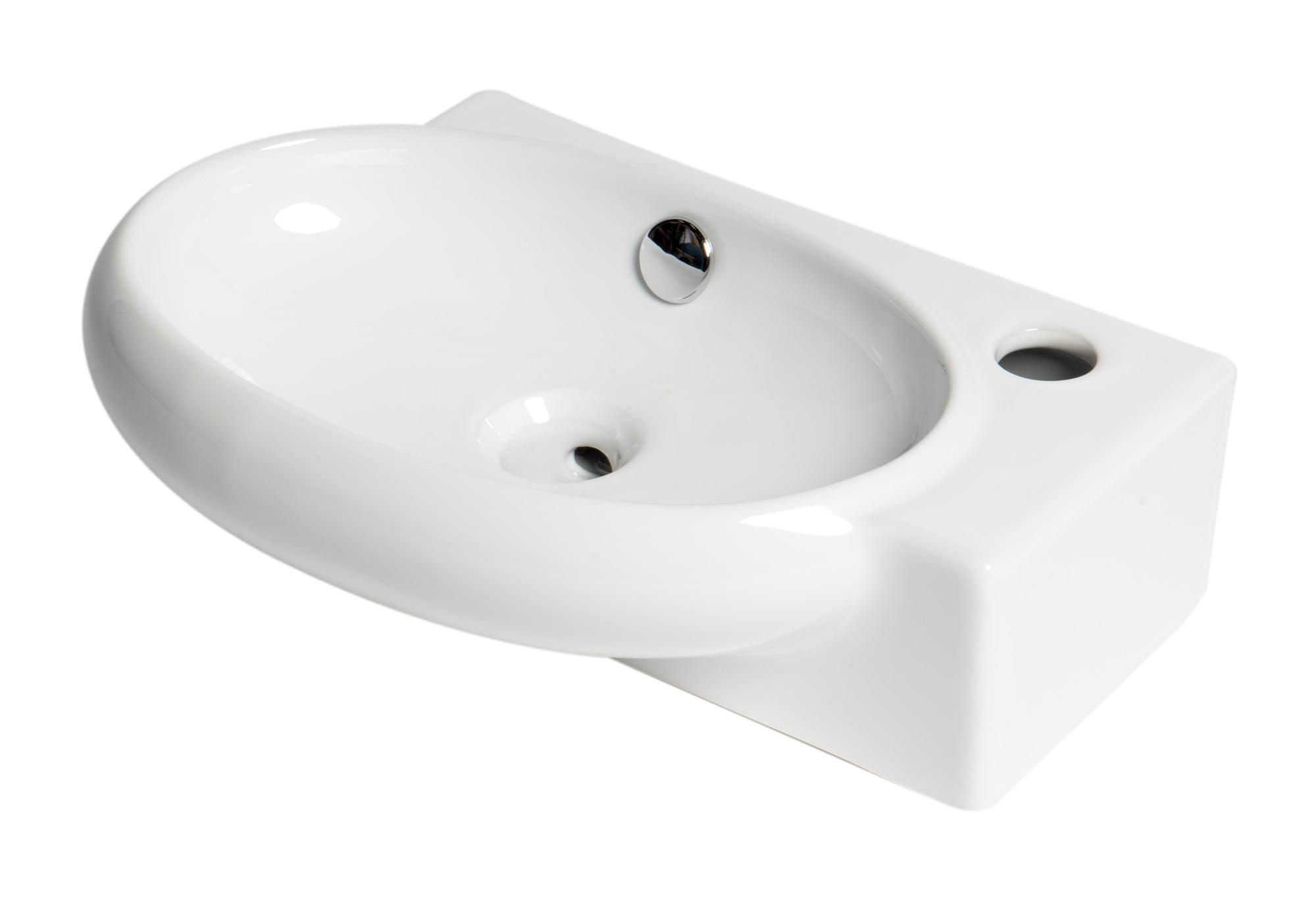 Alfi Brand 10.38'' White Porcelain Oval Bathroom Sink with Overflow