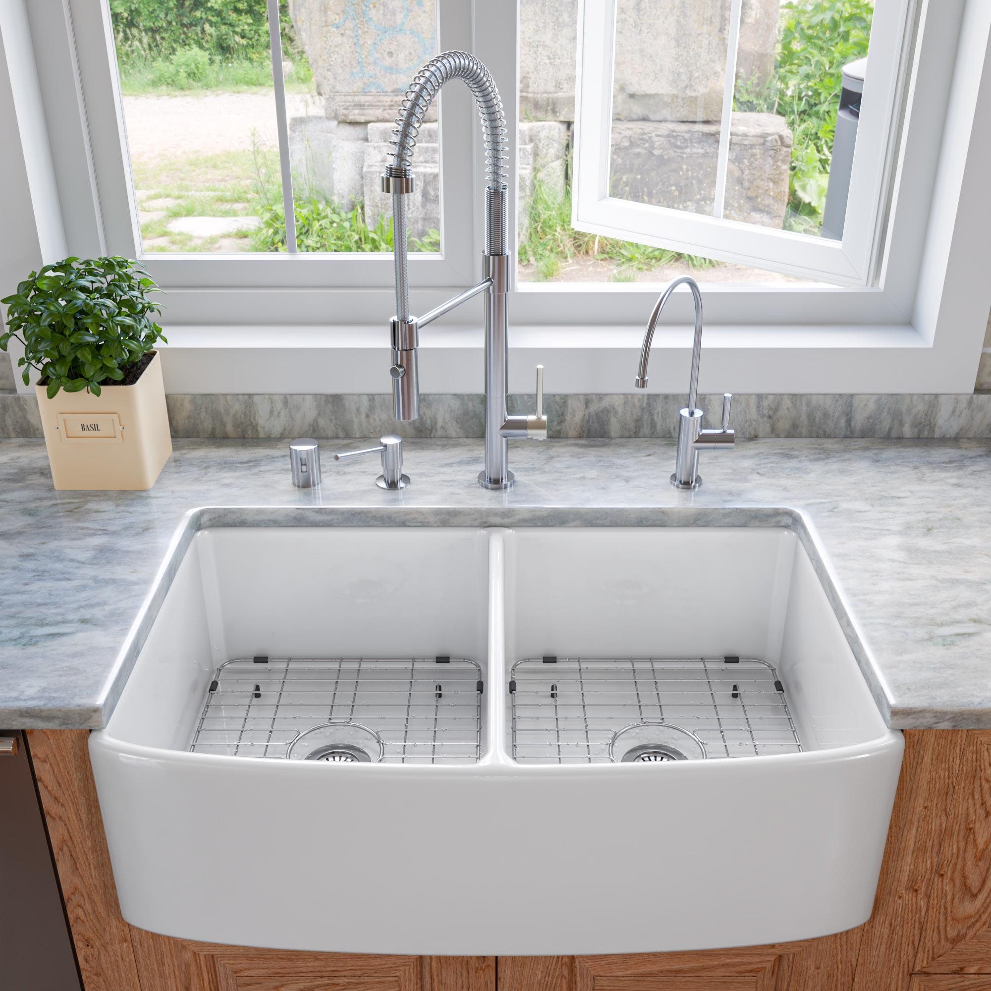 33'' L Double Bowl Fireclay Kitchen Sink