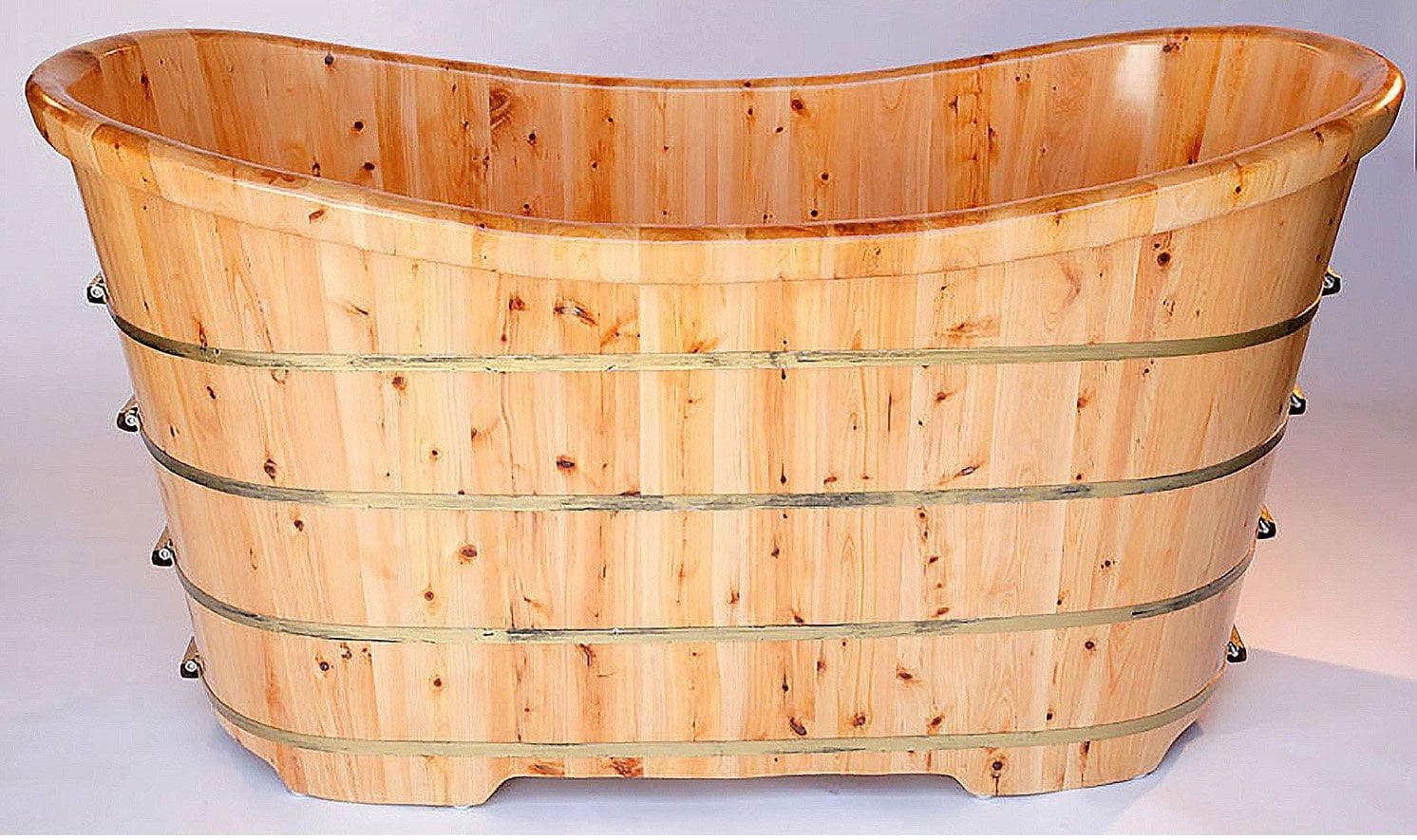 63'' x 28.38'' Freestanding Soaking Wood Bathtub