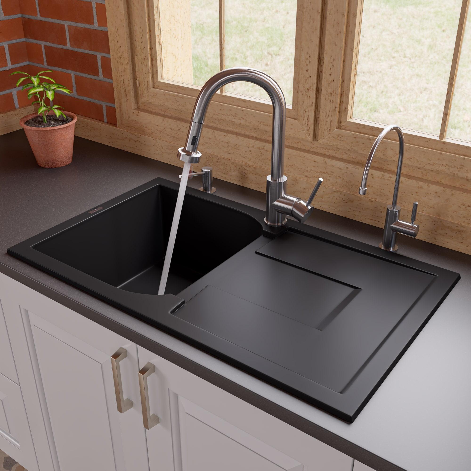 34'' L Drop-In Single Bowl Granite Kitchen Sink