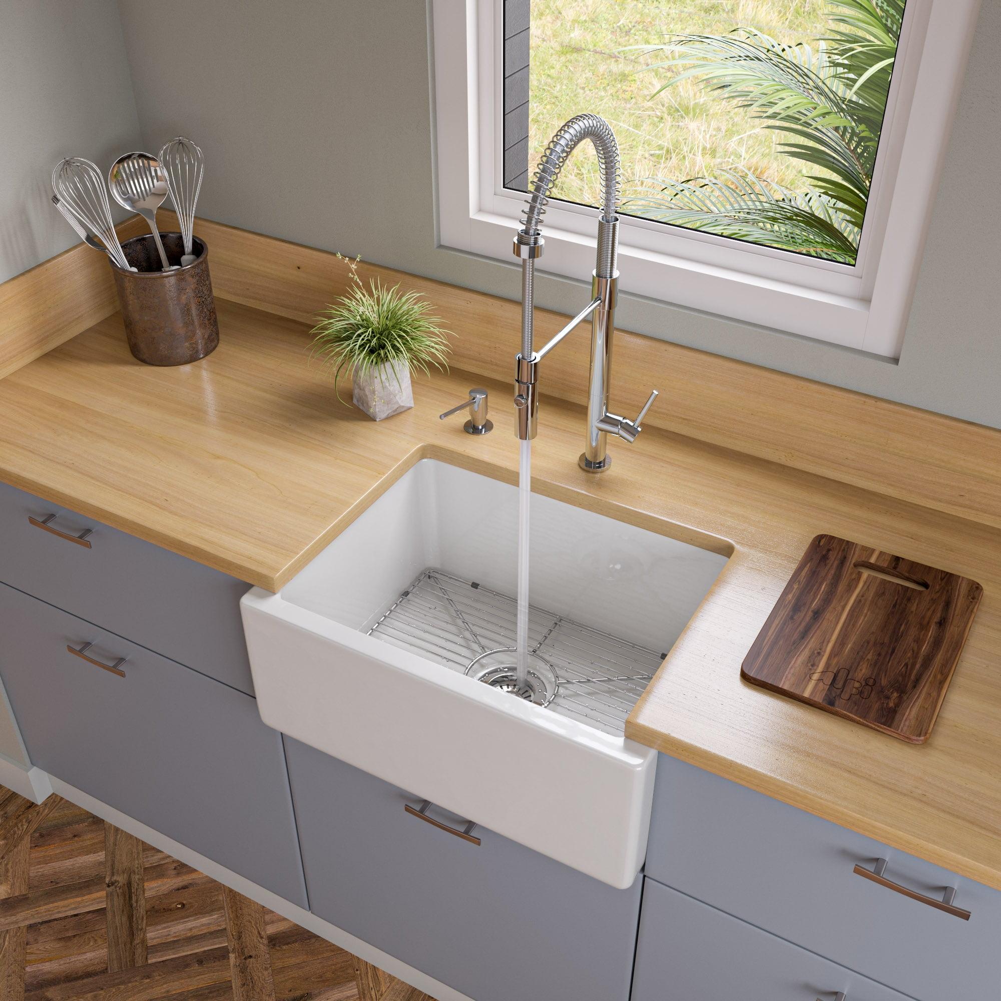 24'' L Flush Single Bowl Fireclay Kitchen Sink