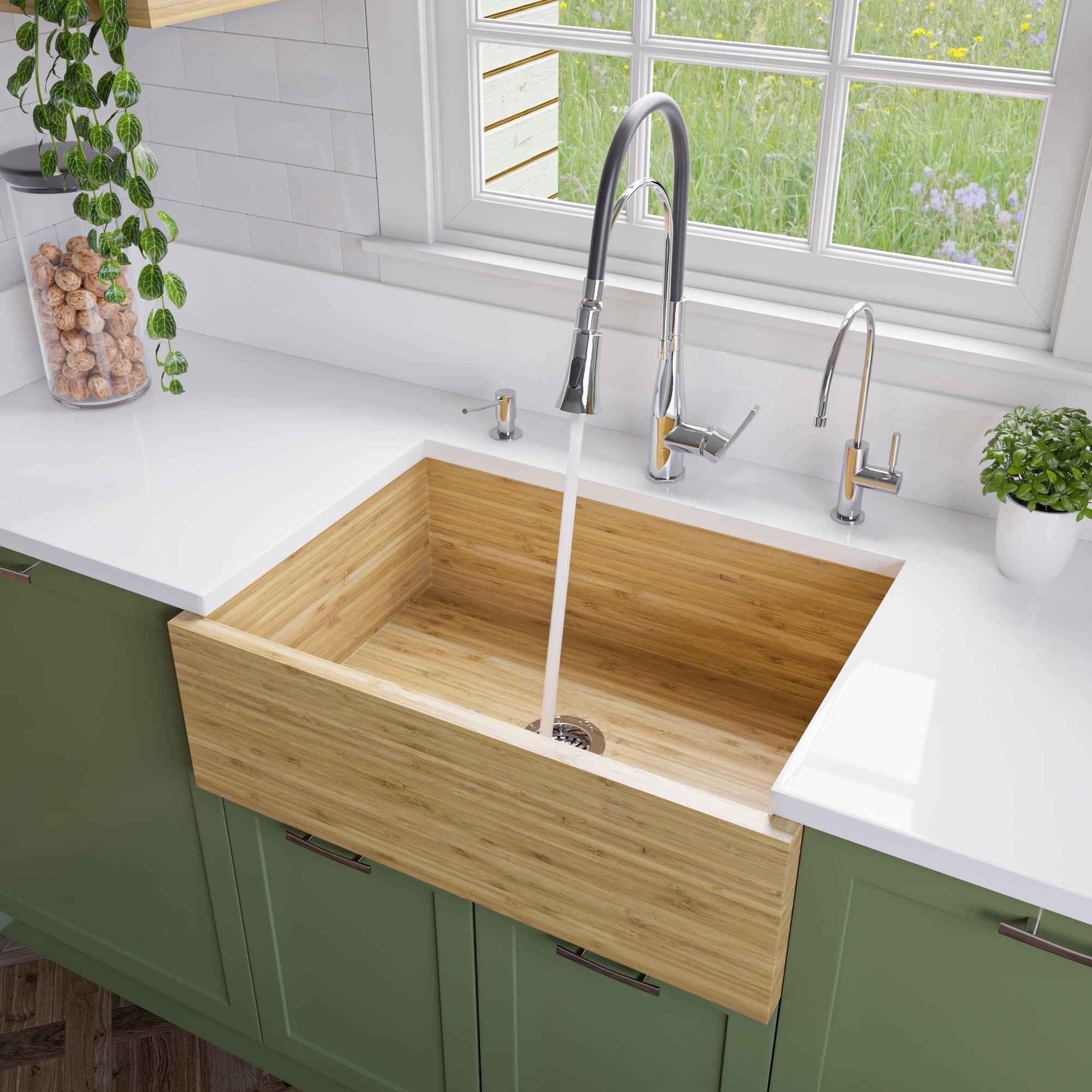 30'' L Farmhouse / Apron Single Bowl Bamboo Kitchen Sink