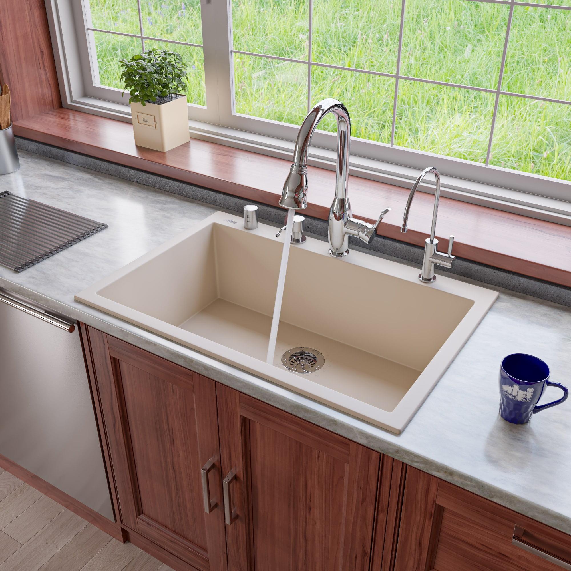 33'' L Drop-In Single Bowl Granite Kitchen Sink