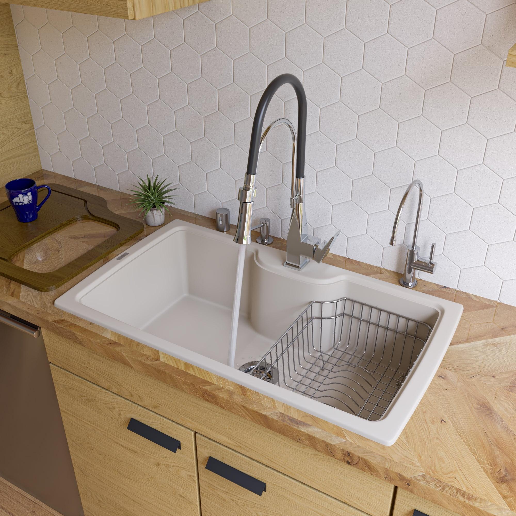 34.63'' L Drop-In Single Bowl Granite Kitchen Sink