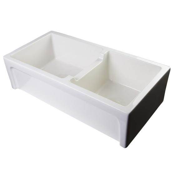 36'' L Farmhouse / Apron Double Bowl Fireclay Kitchen Sink
