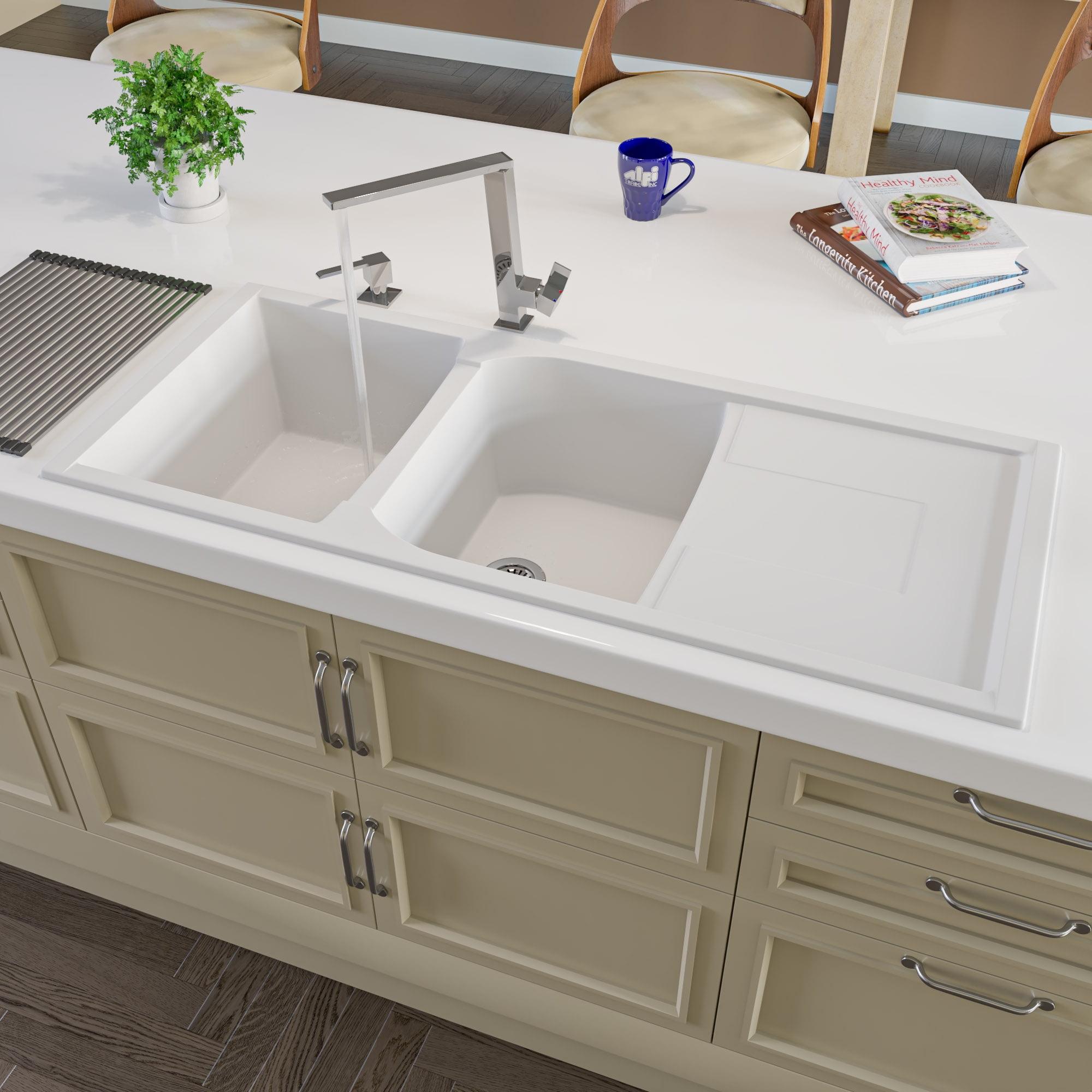 45.69'' L Drop-In Double Bowl Granite Kitchen Sink