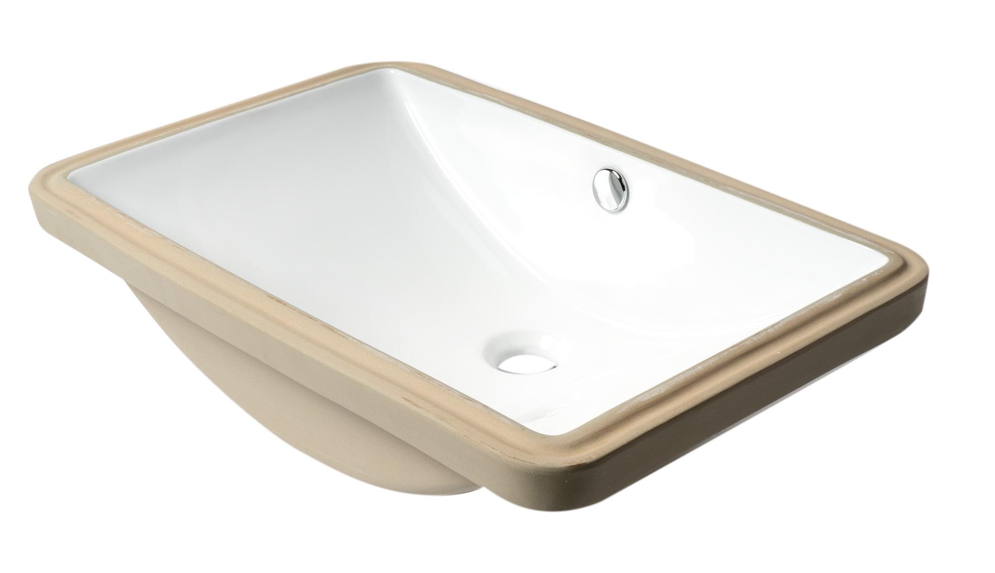 Alfi Brand 16.75'' White Porcelain Rectangular Bathroom Sink with Overflow