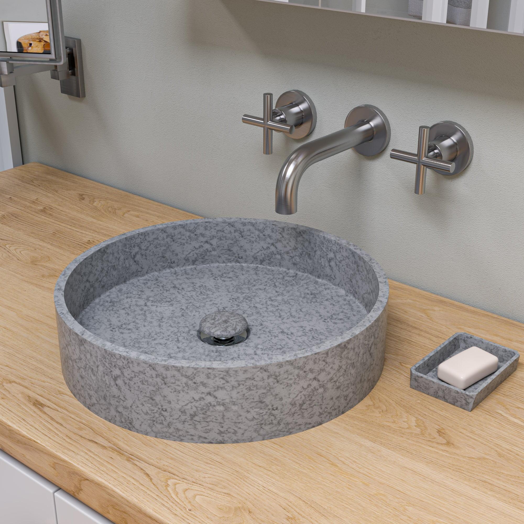 Alfi Brand 15.75'' Matte Gray Concrete Circular Bathroom Sink