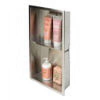 Brushed Stainless Steel Double Shelf Shower Niche