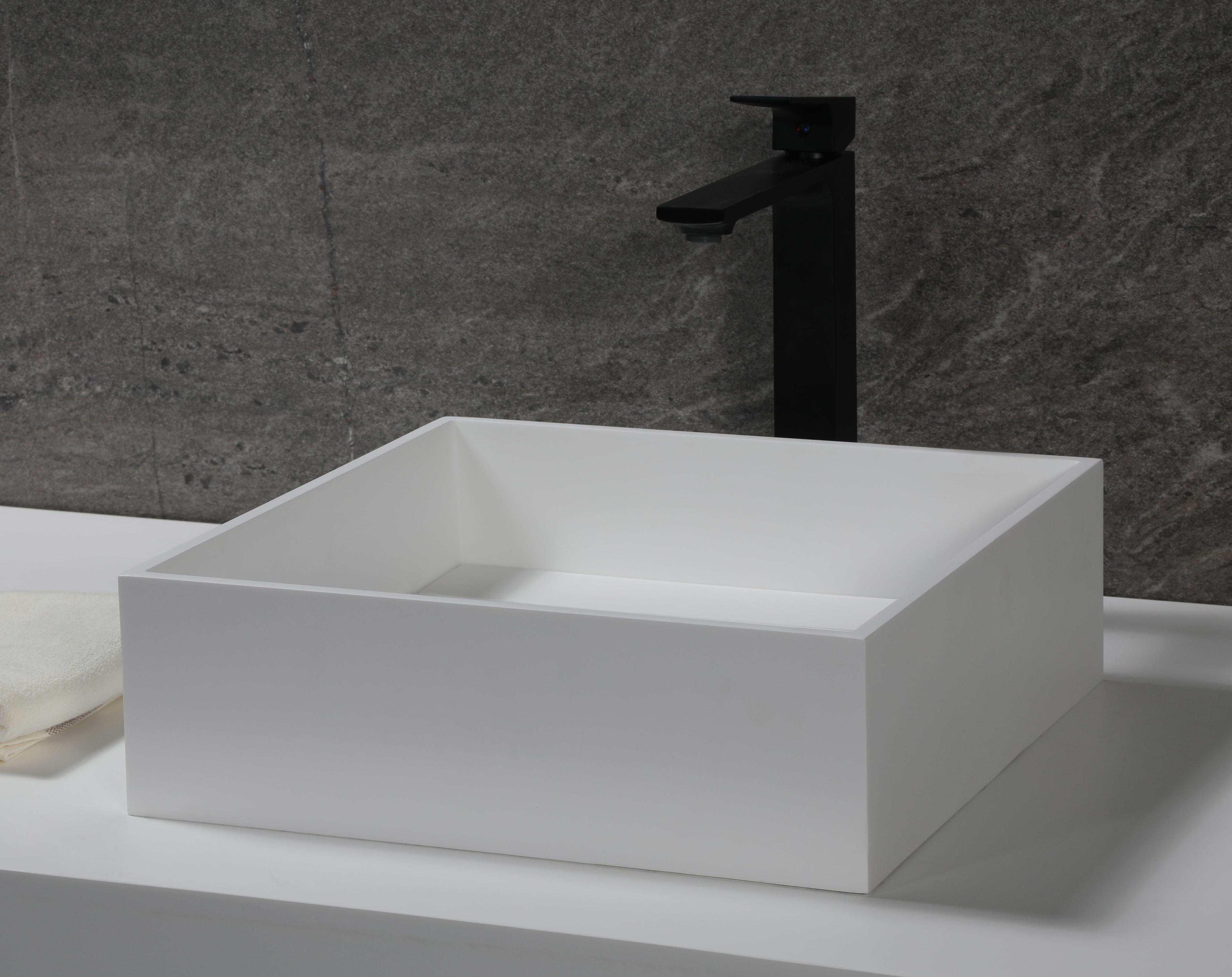 Alfi Brand 15.13'' Matte White Resin Square Bathroom Sink