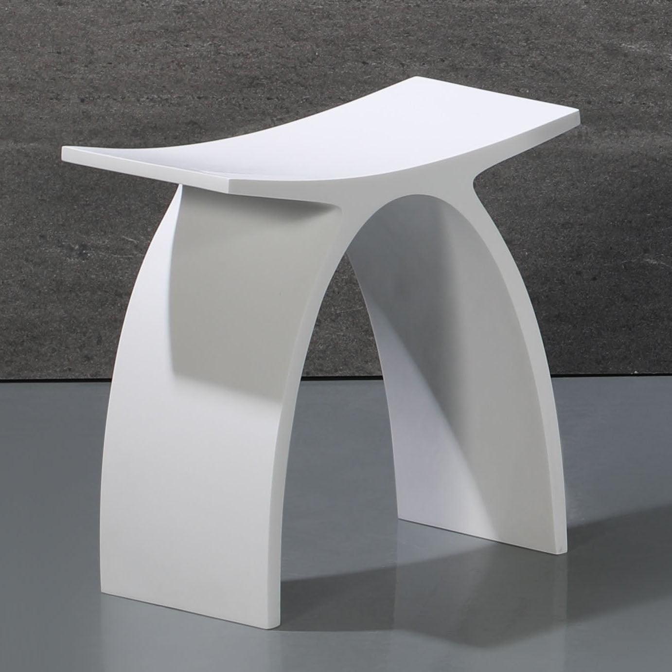 White Matte Arched Resin Bathroom Shower Stool