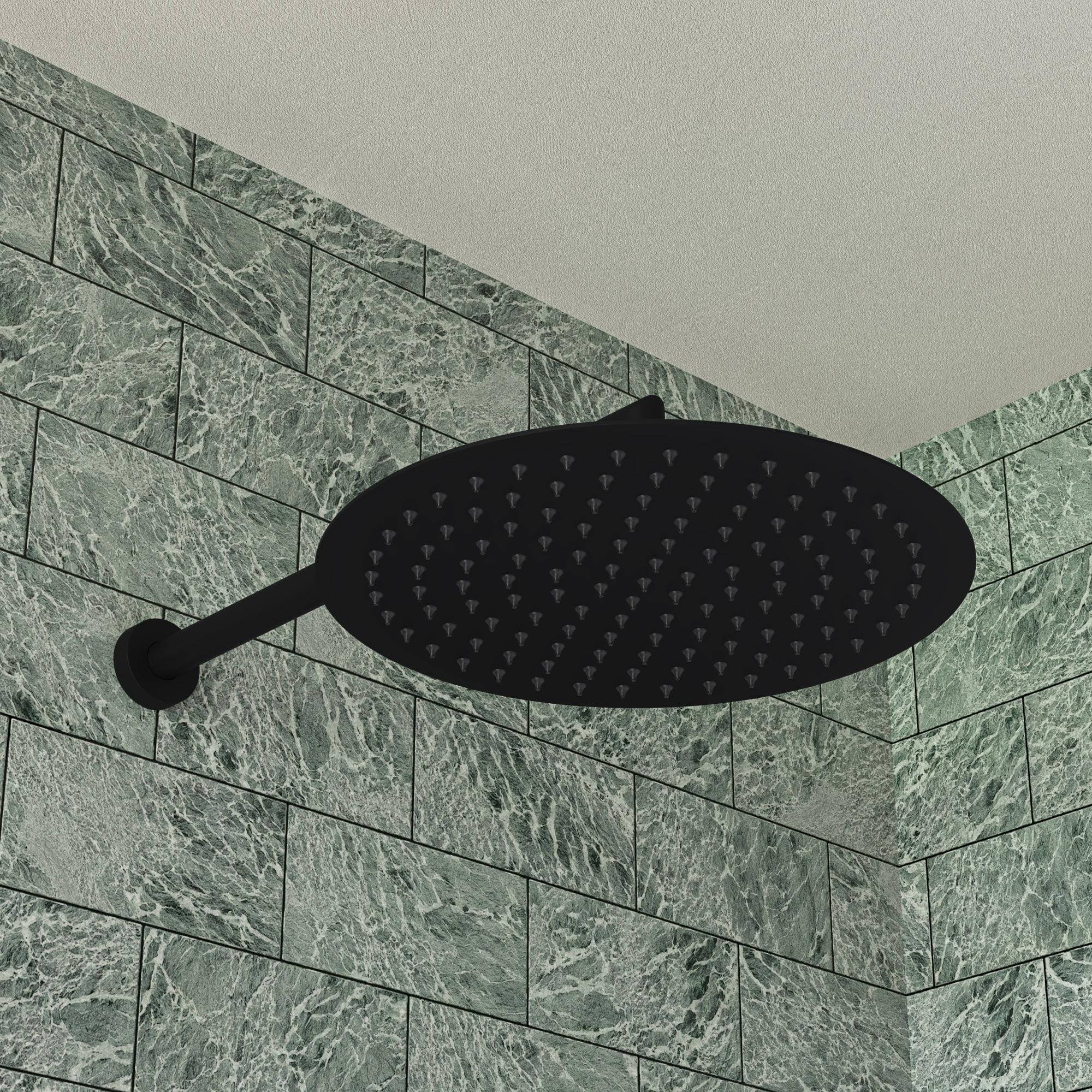 Matte Black 12" Round Ultra-Thin Stainless Steel Rain Shower Head