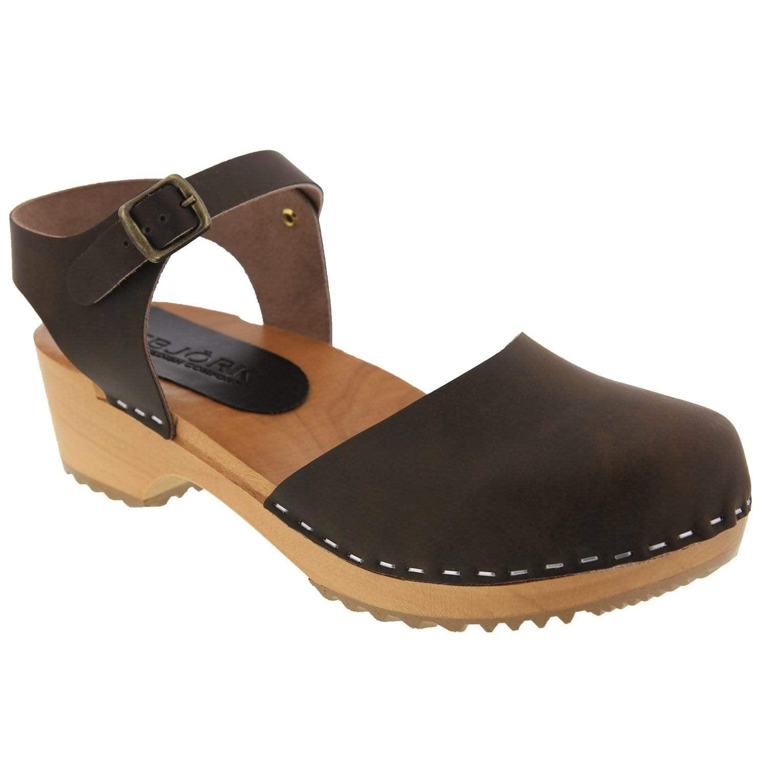 ALMA Swedish Wood Clog Leather Sandals