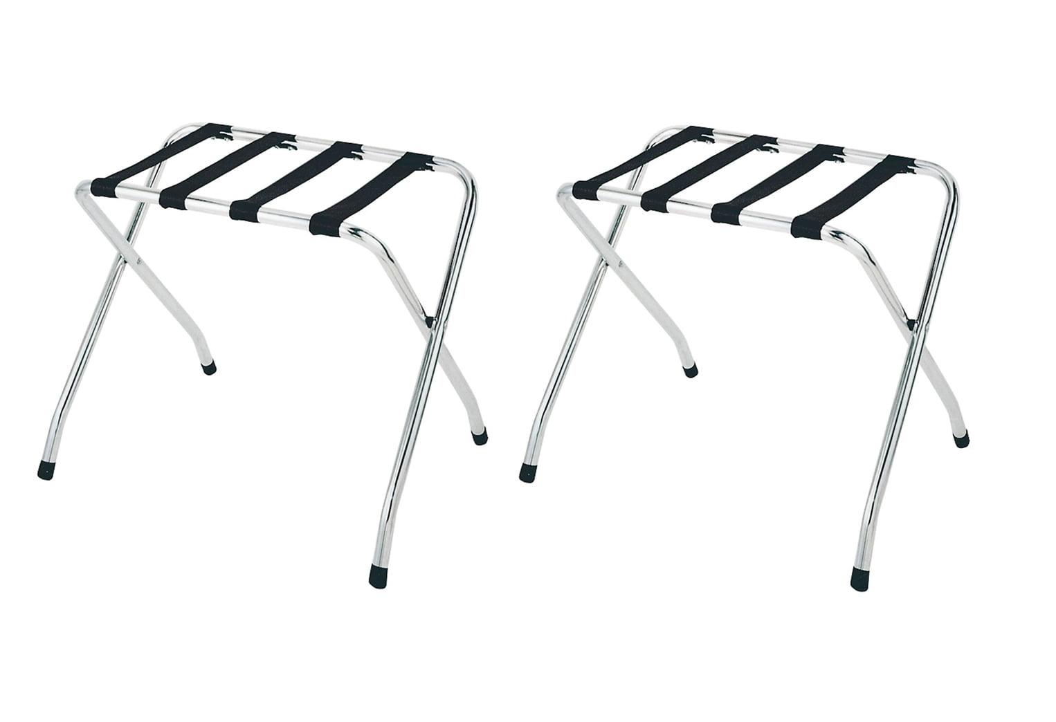 Chrome and Black Folding Stainless Steel Luggage Rack Set