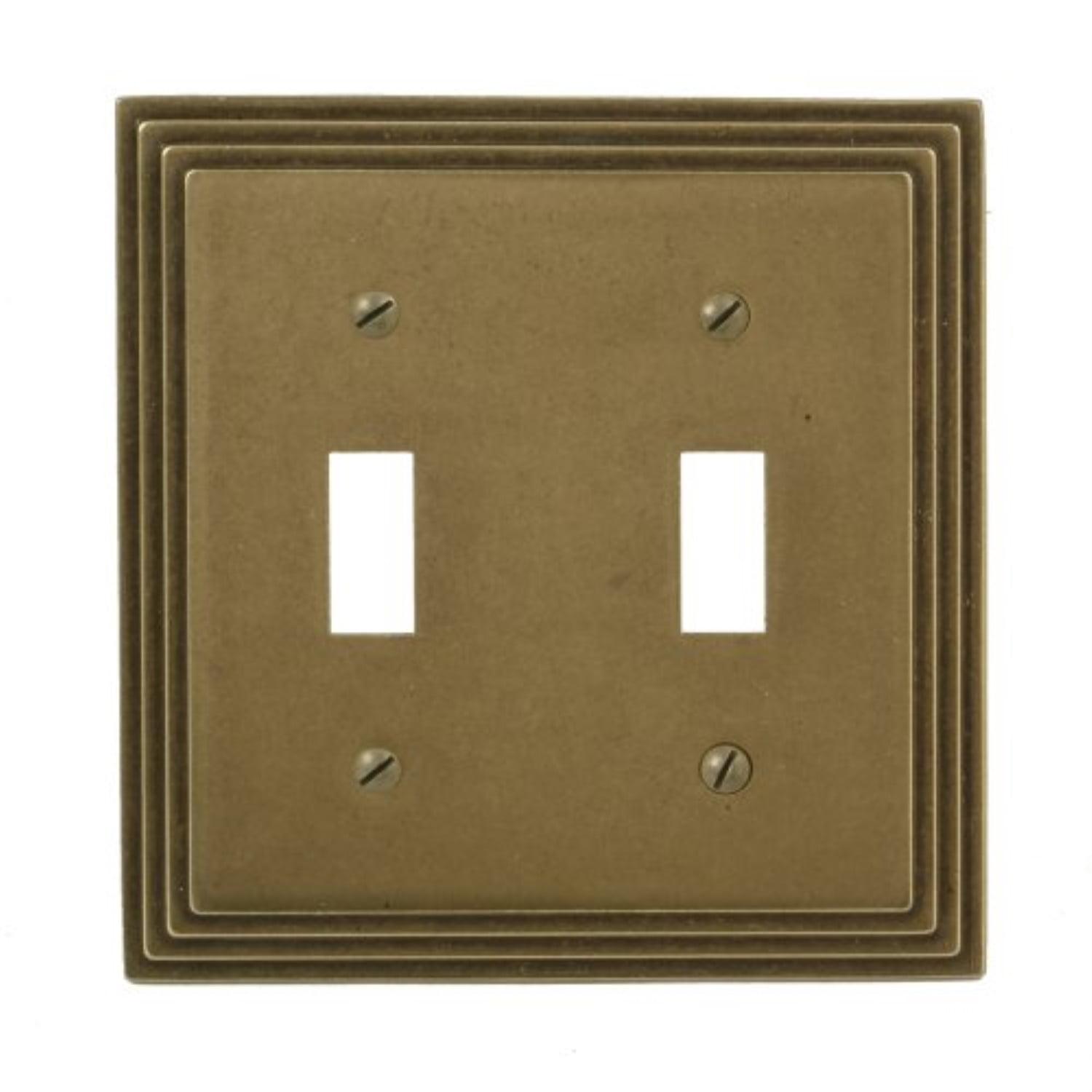 AMERELLE Tiered 2 Gang Toggle Metal Wall Plate - Rustic Brass