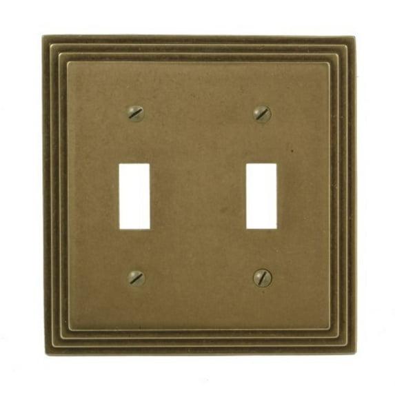AMERELLE Tiered 2 Gang Toggle Metal Wall Plate - Rustic Brass