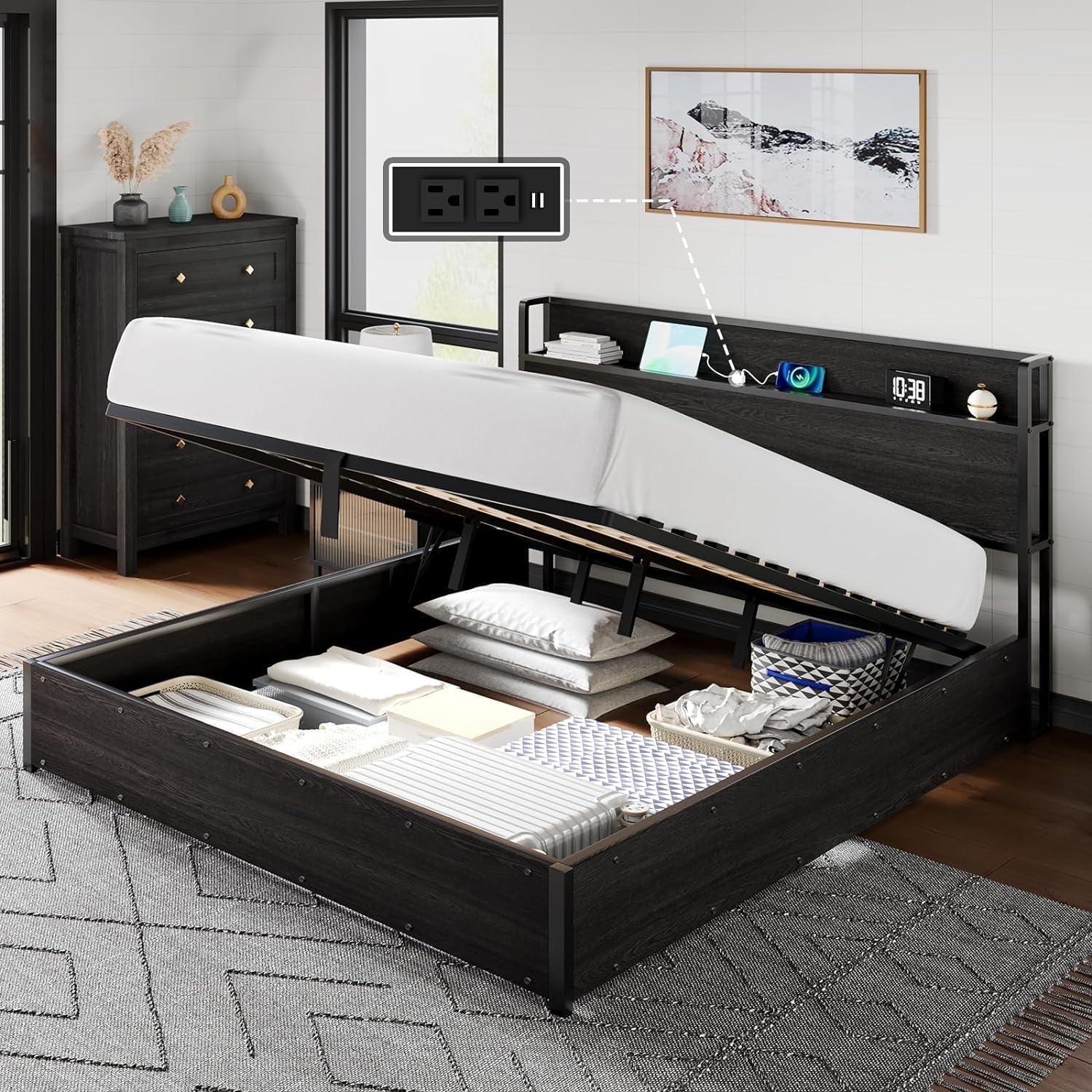 Shila Lift Up Storage Bed Frame & Charging Station
