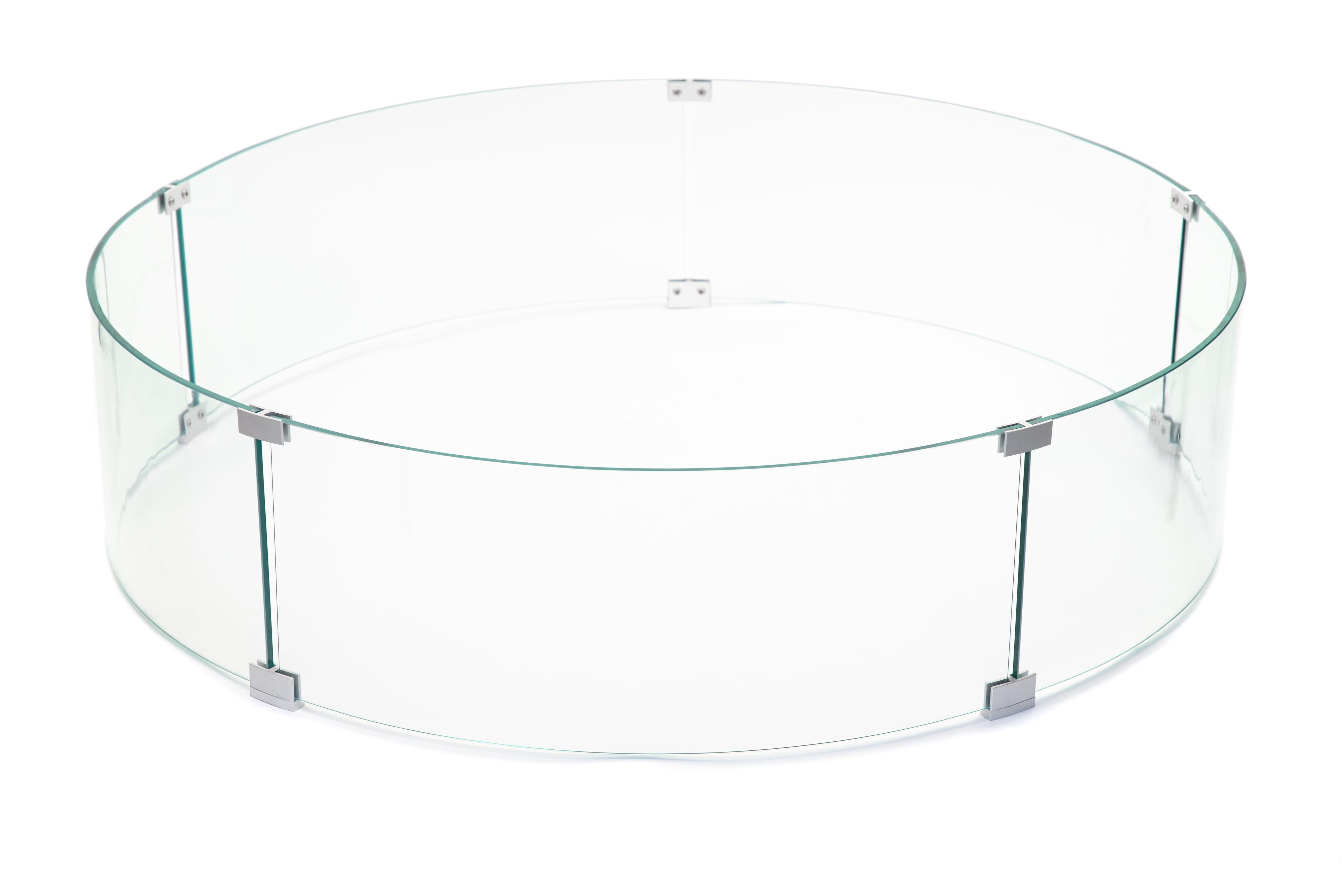 AMS Fireplace AMS Fire Pit Table Round Glass Wind Guard - Fire Flame Guard
