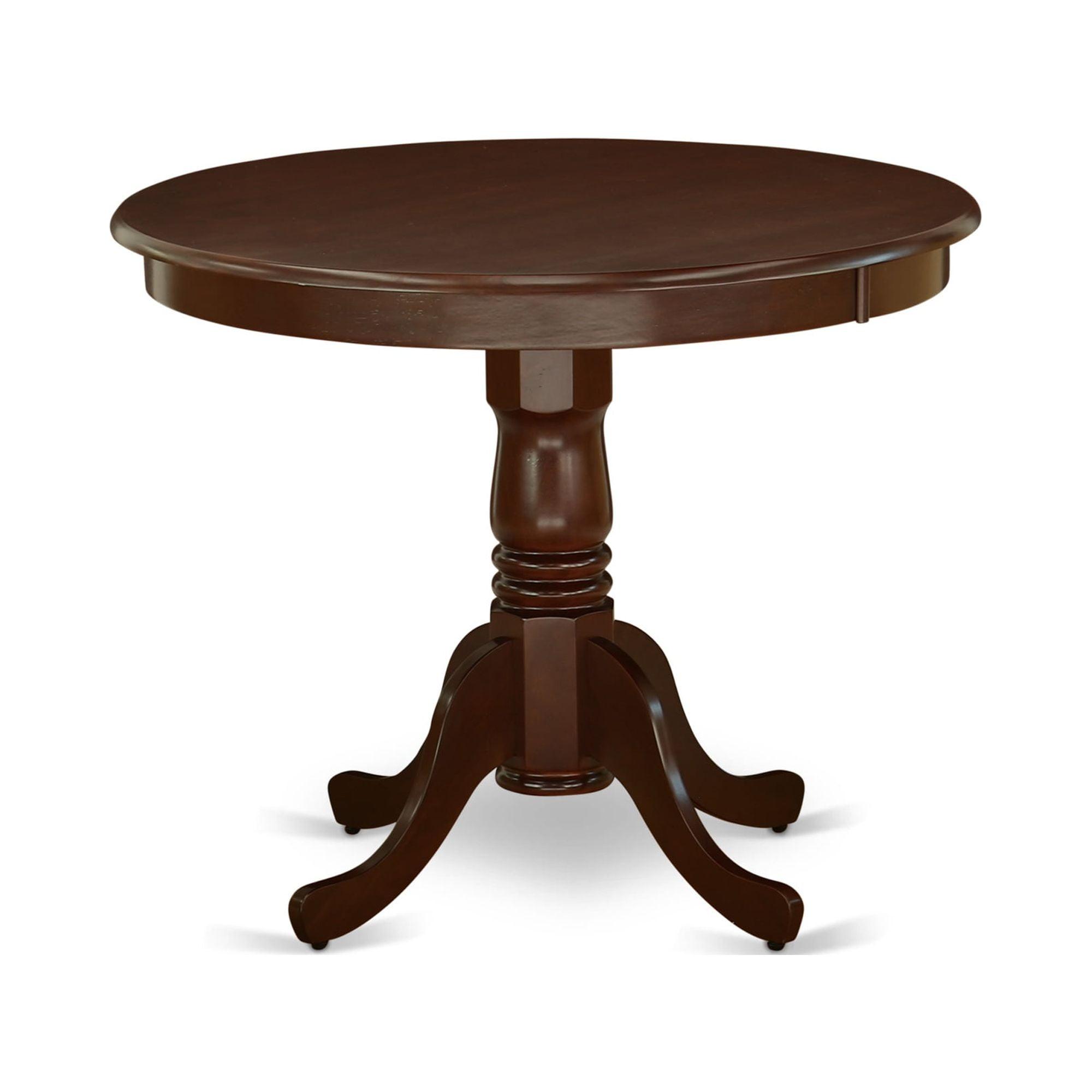 Mahogany Round Dining Table with Firebrick Red Chairs