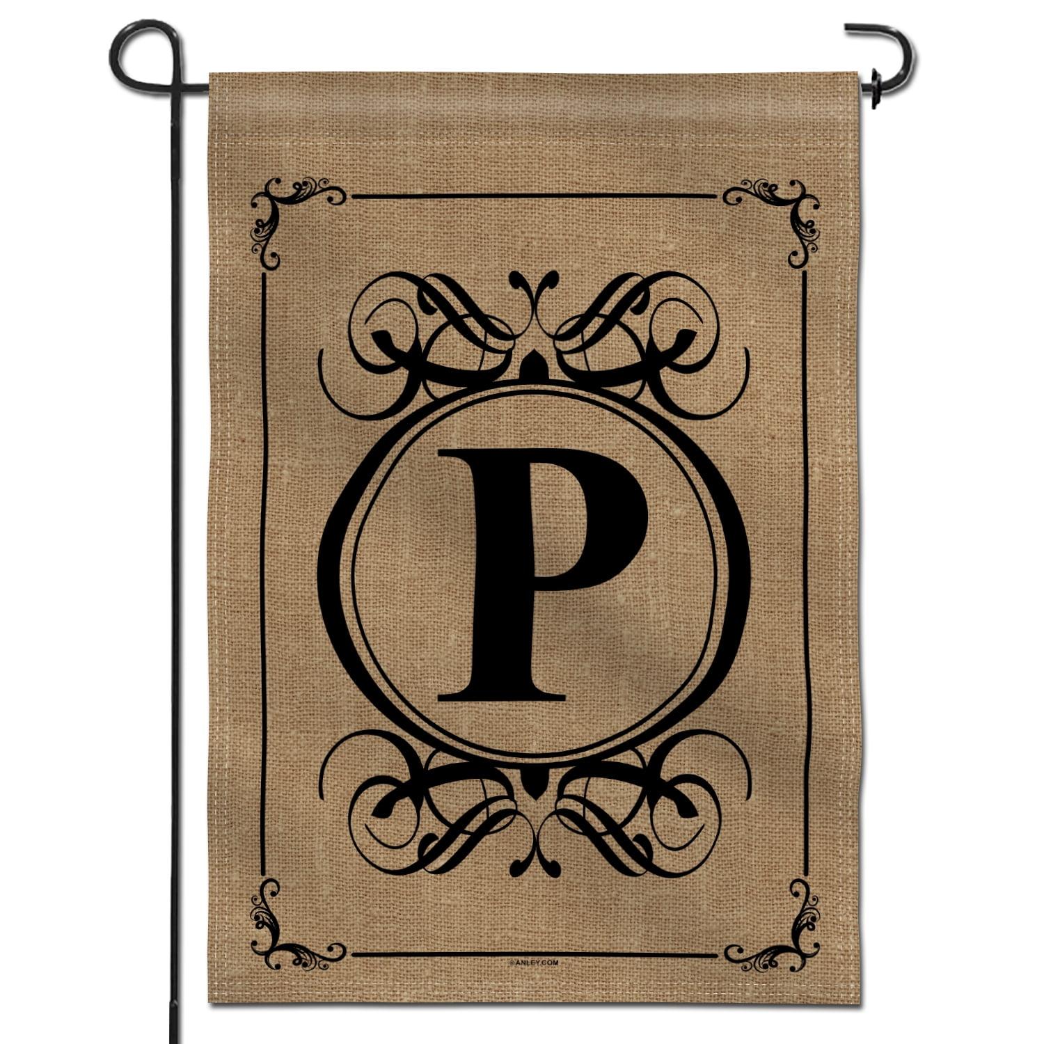 Classic Monogram Letter P Beige and Black Garden Flag