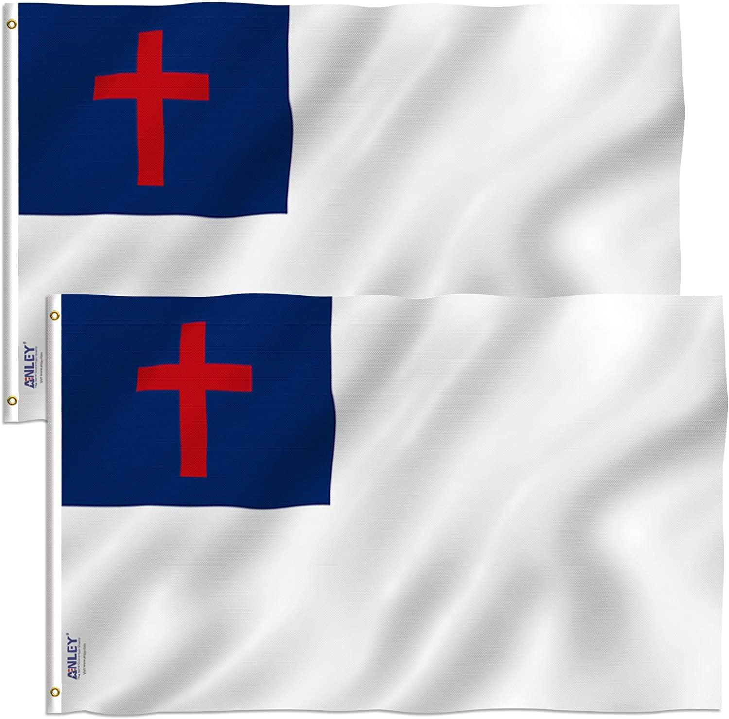 Double-Sided 3' x 5' Polyester Christian House Flag Set