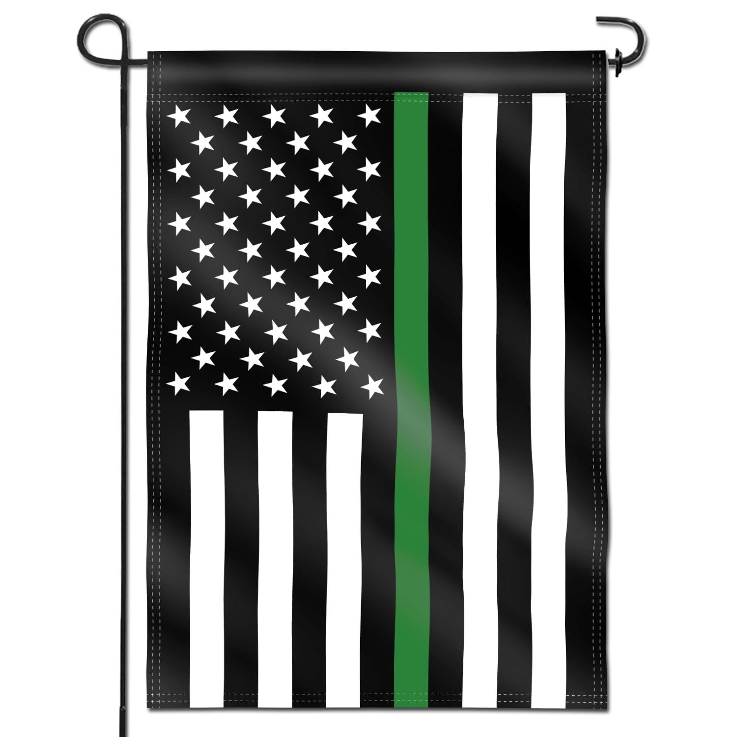 ANLEY Double Sided Premium Garden Flag, Thin Green Line USA Decorative Garden Flags 18 x 12.5 Inch