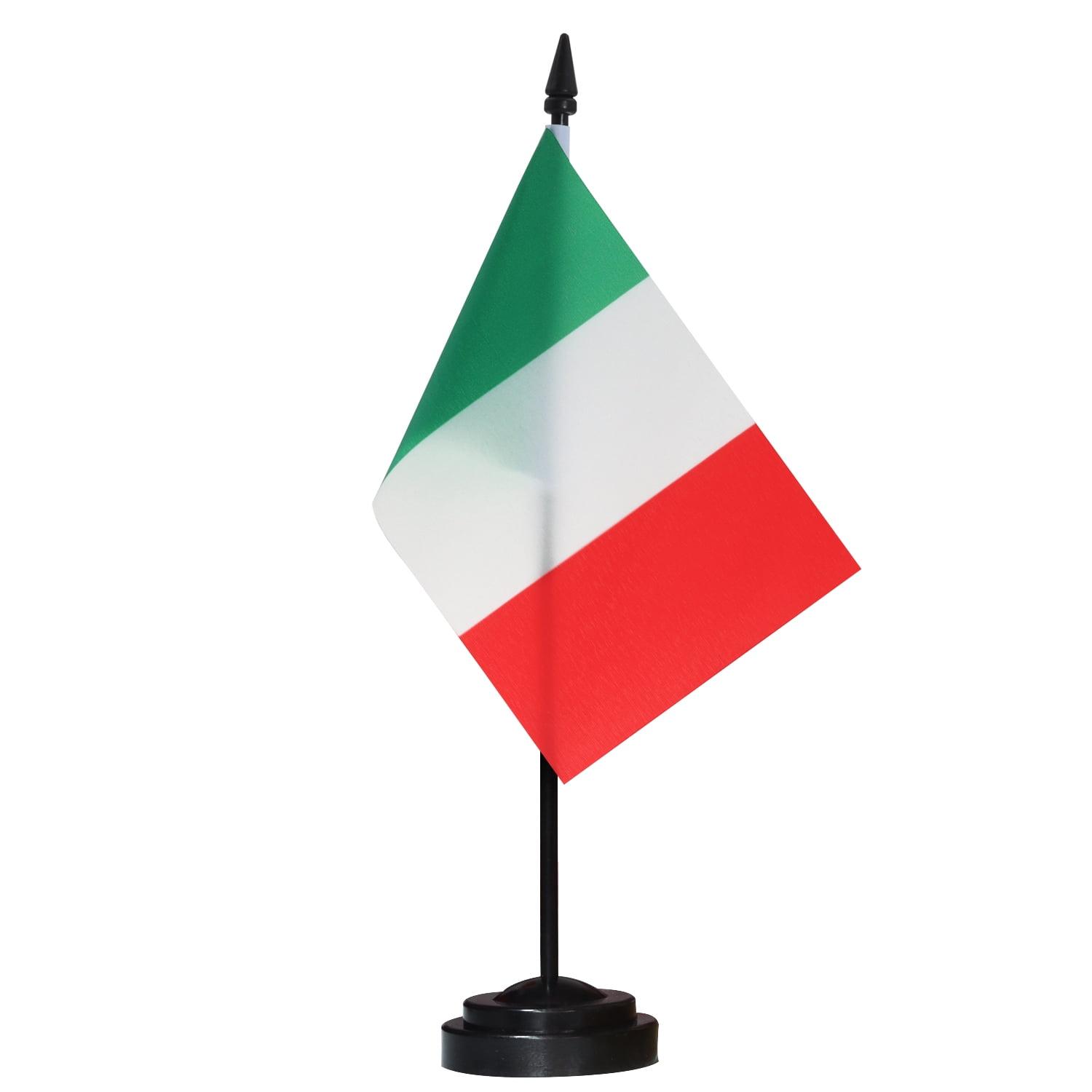 ANLEY Italy Deluxe Desk Flag Set - 6 in x 4 in Miniature Italian Desktop Flag