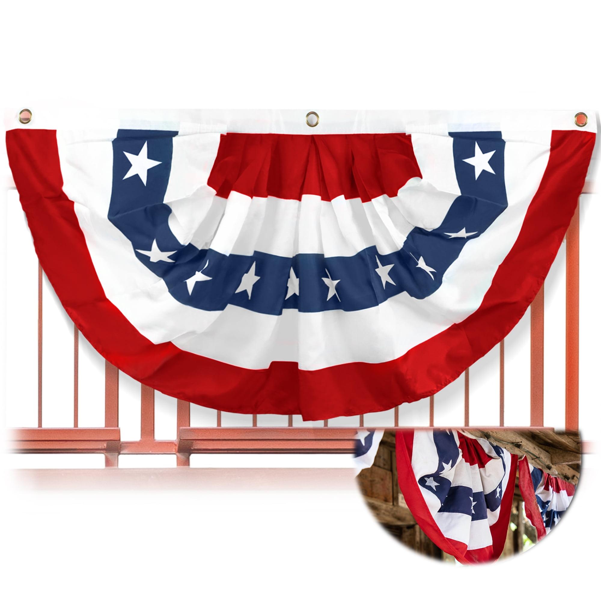 ANLEY USA Pleated Fan Flag, 1.5x3 ft American US Bunting Flag - United States 1.5 x 3 Ft Half Fan Banner （1 Pack）