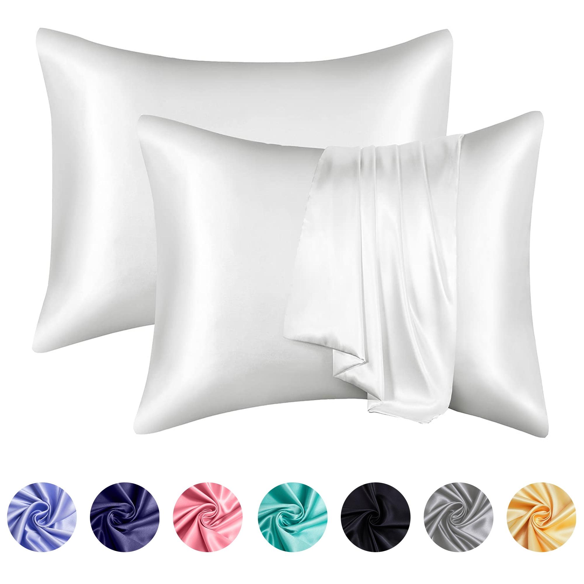 ANMINY Satin Pillowcase Set of 2 Standard Silk Bedding Pillowcases 26" x 20" Pillow Cover, White