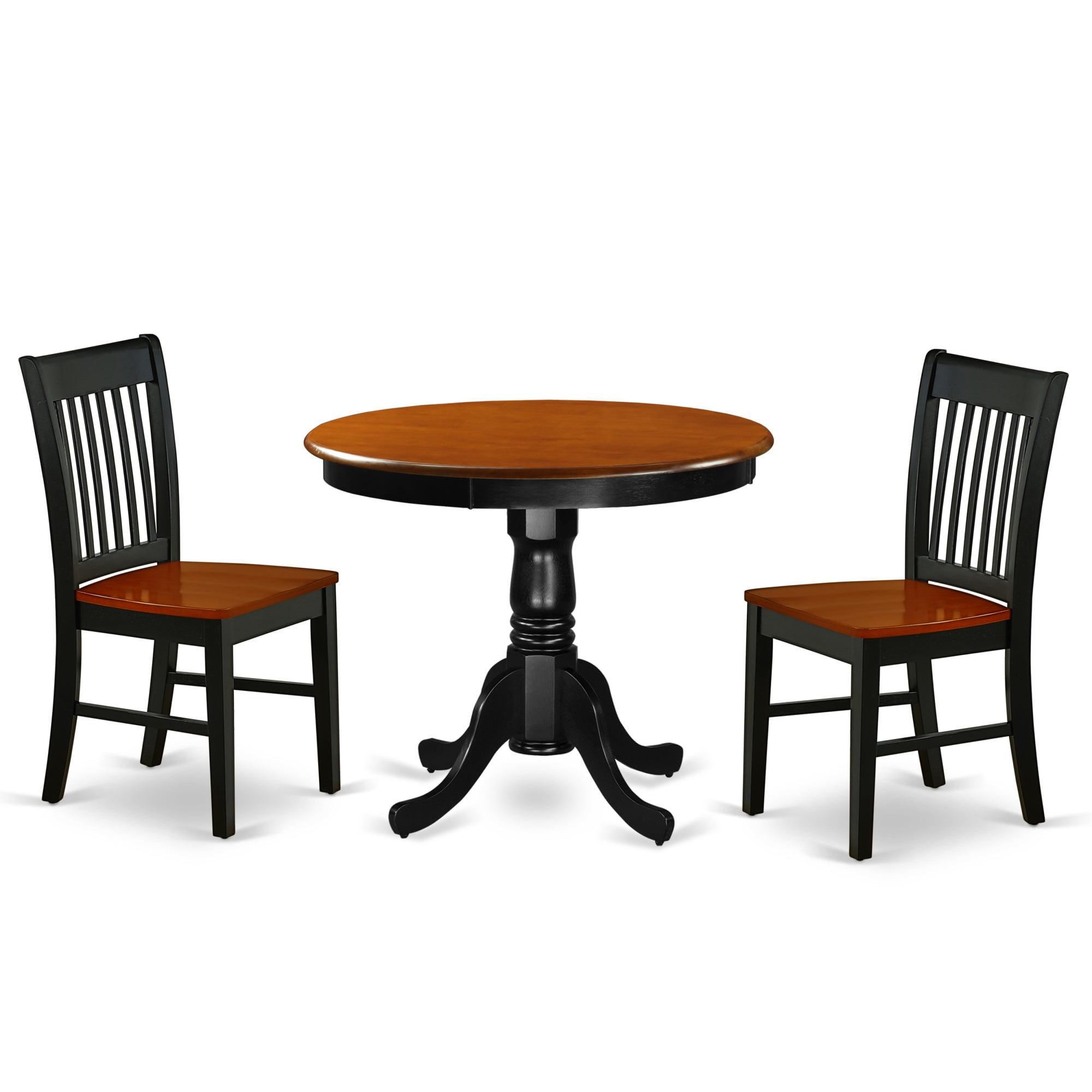 Black and Cherry 3-Piece Round Wood Dining Set