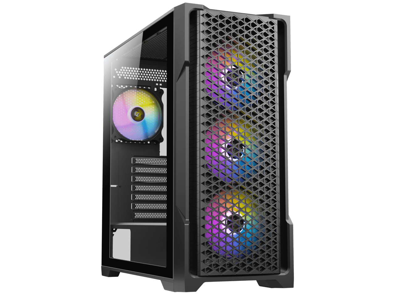 Black Mid-Tower ATX Gaming Case with Tempered Glass and ARGB Fans