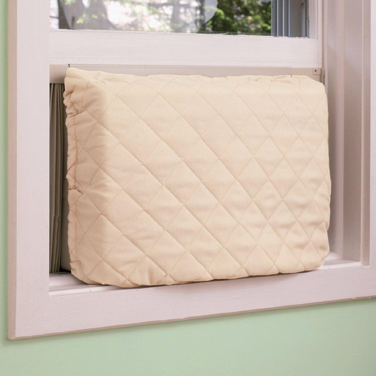 Beige Quilted Indoor Window Air Conditioner Cover